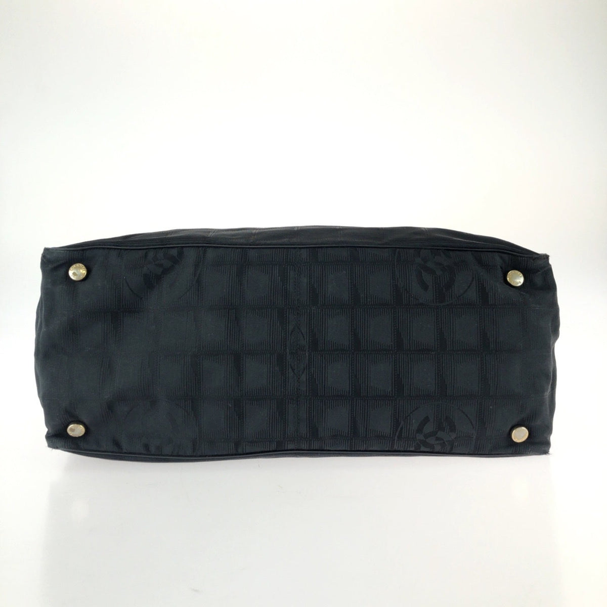 Chanel Black Nylon Leather Shoulder Bag Tote Bag (Pre-Owned)