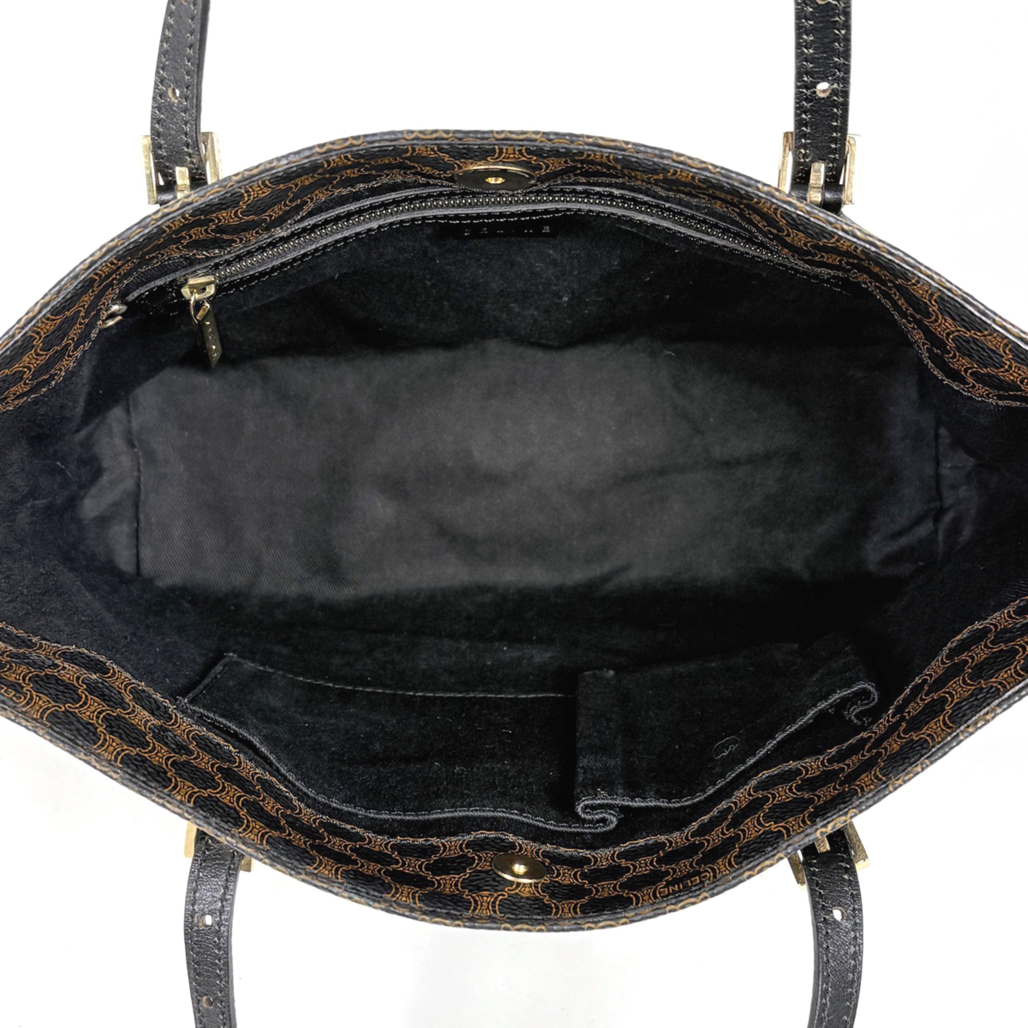 Celine Black Brown Coated Canvas Leather Tote Bag (Pre-Owned)