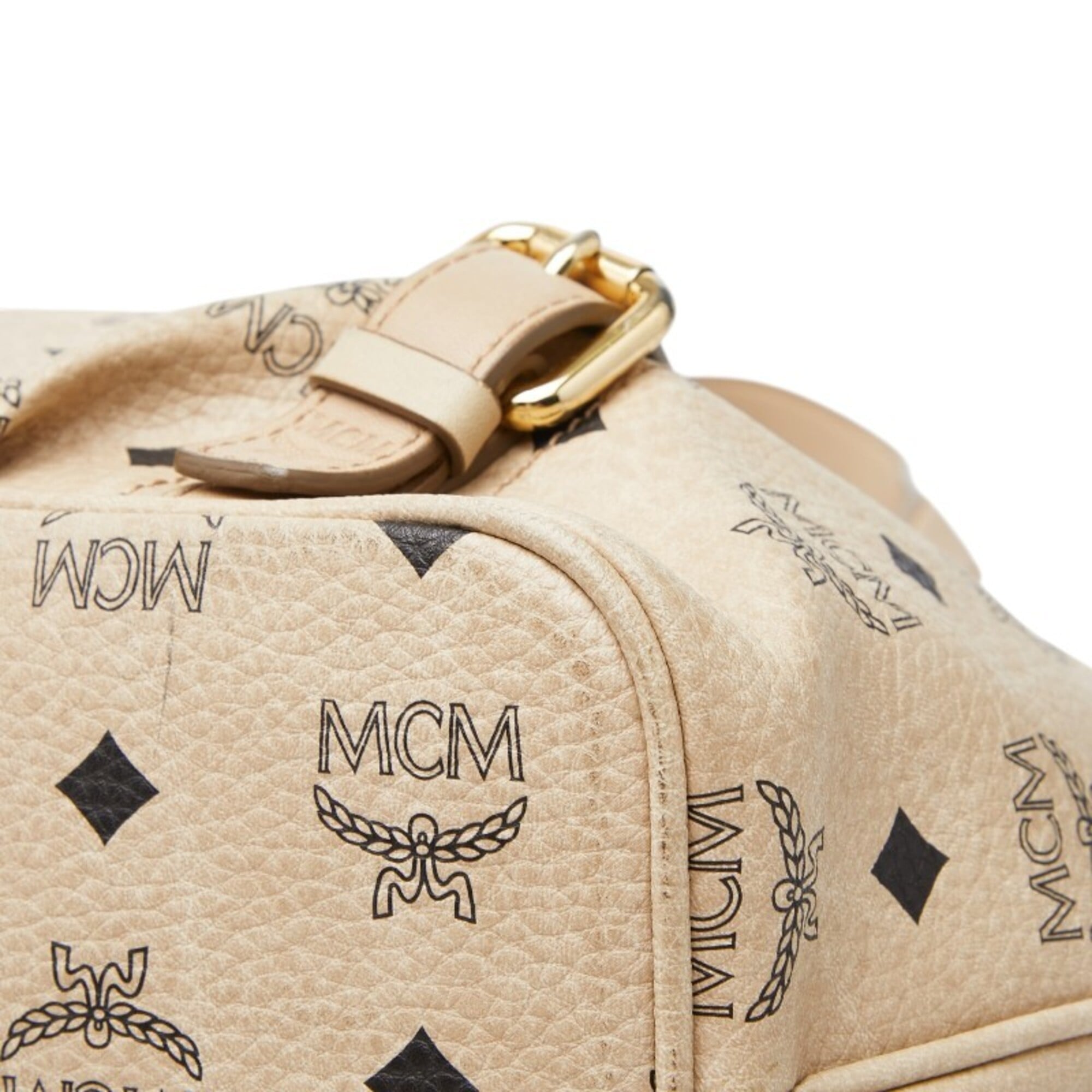 Mcm Visetos Beige Leather Handbag Shoulder Bag (Pre-Owned)
