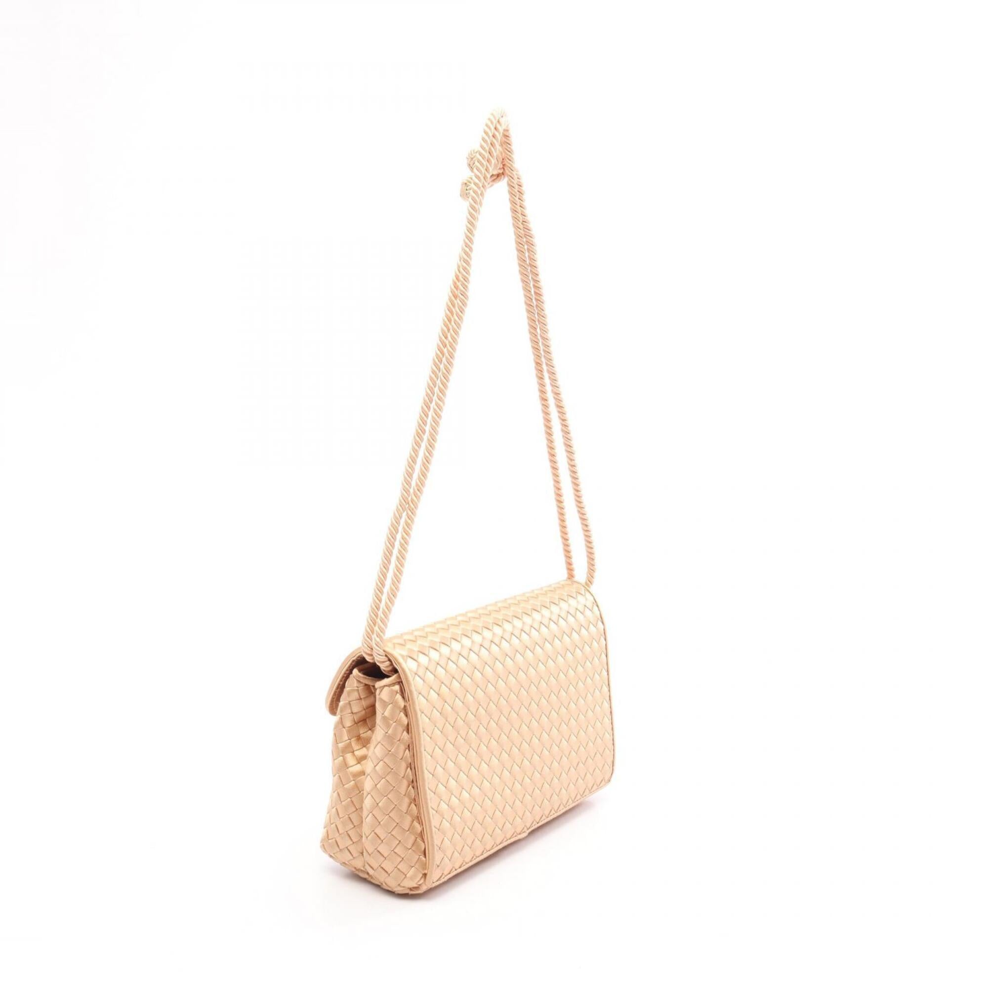 Bottega Veneta Gold Fabric Handbag Shoulder Bag (Pre-Owned)