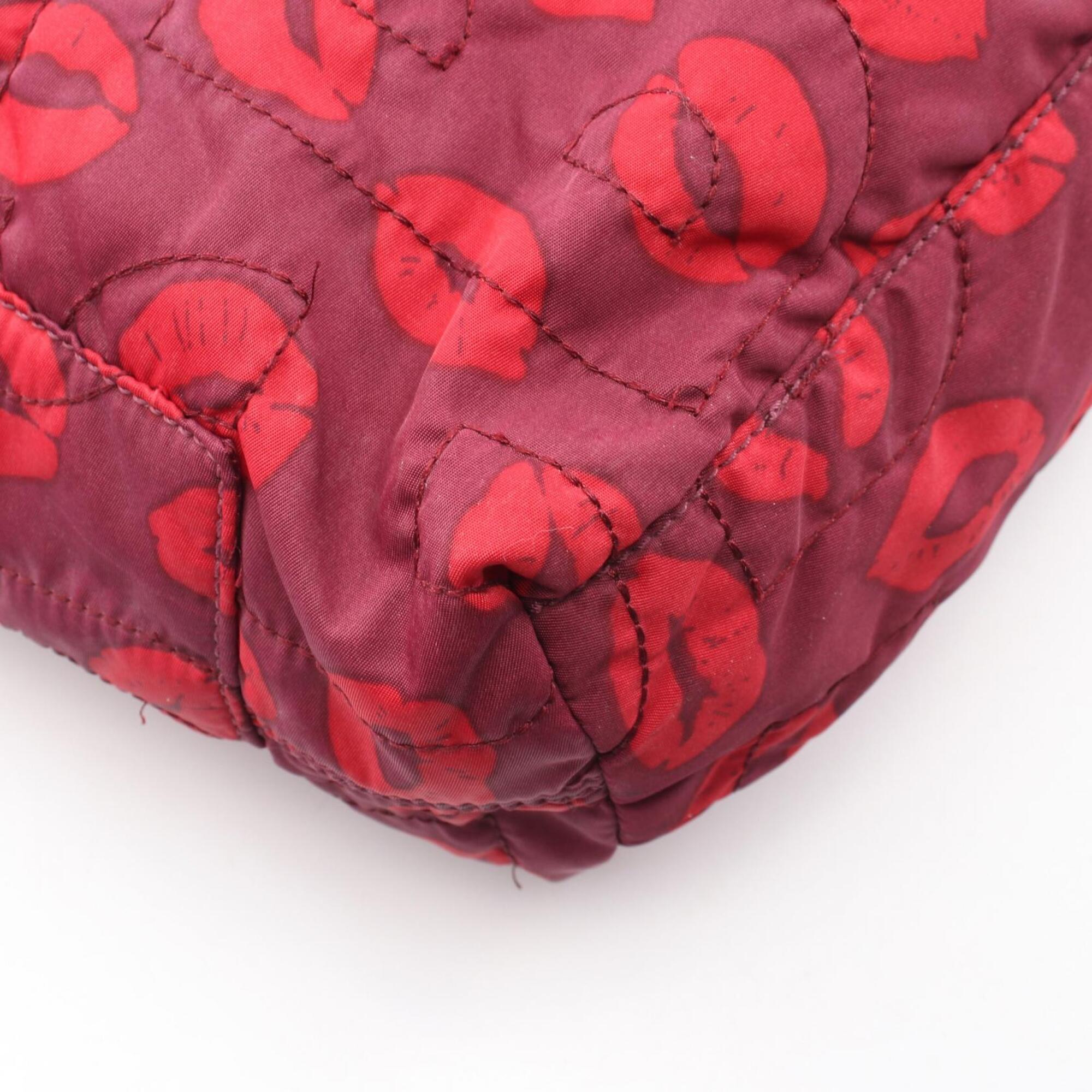 Marc By Marc Jacobs Bordeaux Red Color Nylon Handbag Tote Bag (Pre-Owned)