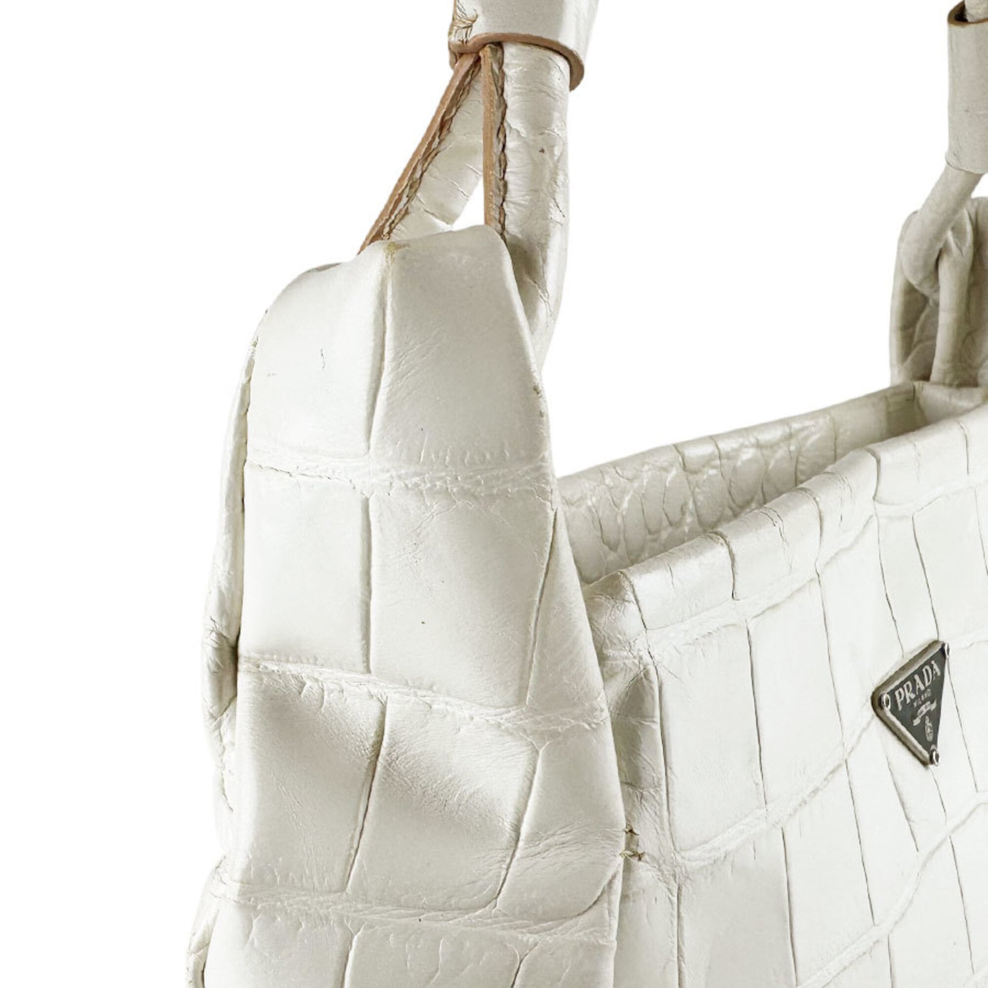 Prada Off-White Leather Handbag (Pre-Owned)