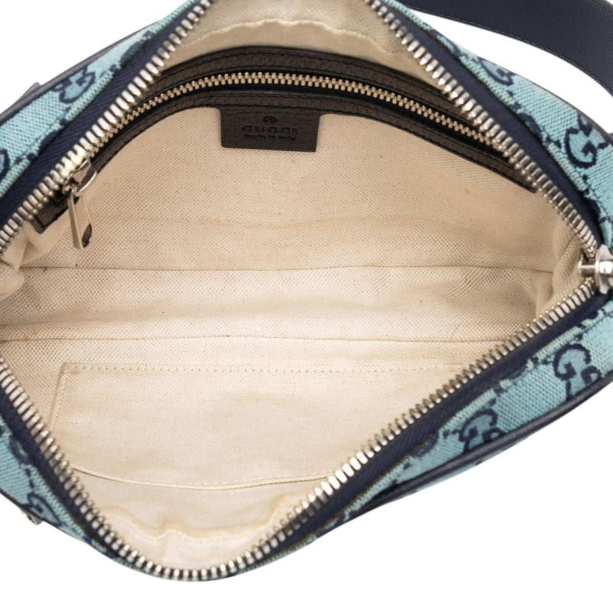 Gucci Blue Navy Canvas Leather Fanny Pack (Pre-Owned)