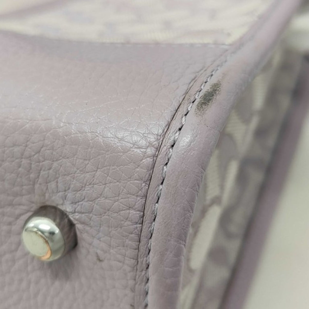 Coach Purple Canvas Leather Handbag Shoulder Bag (Pre-Owned)