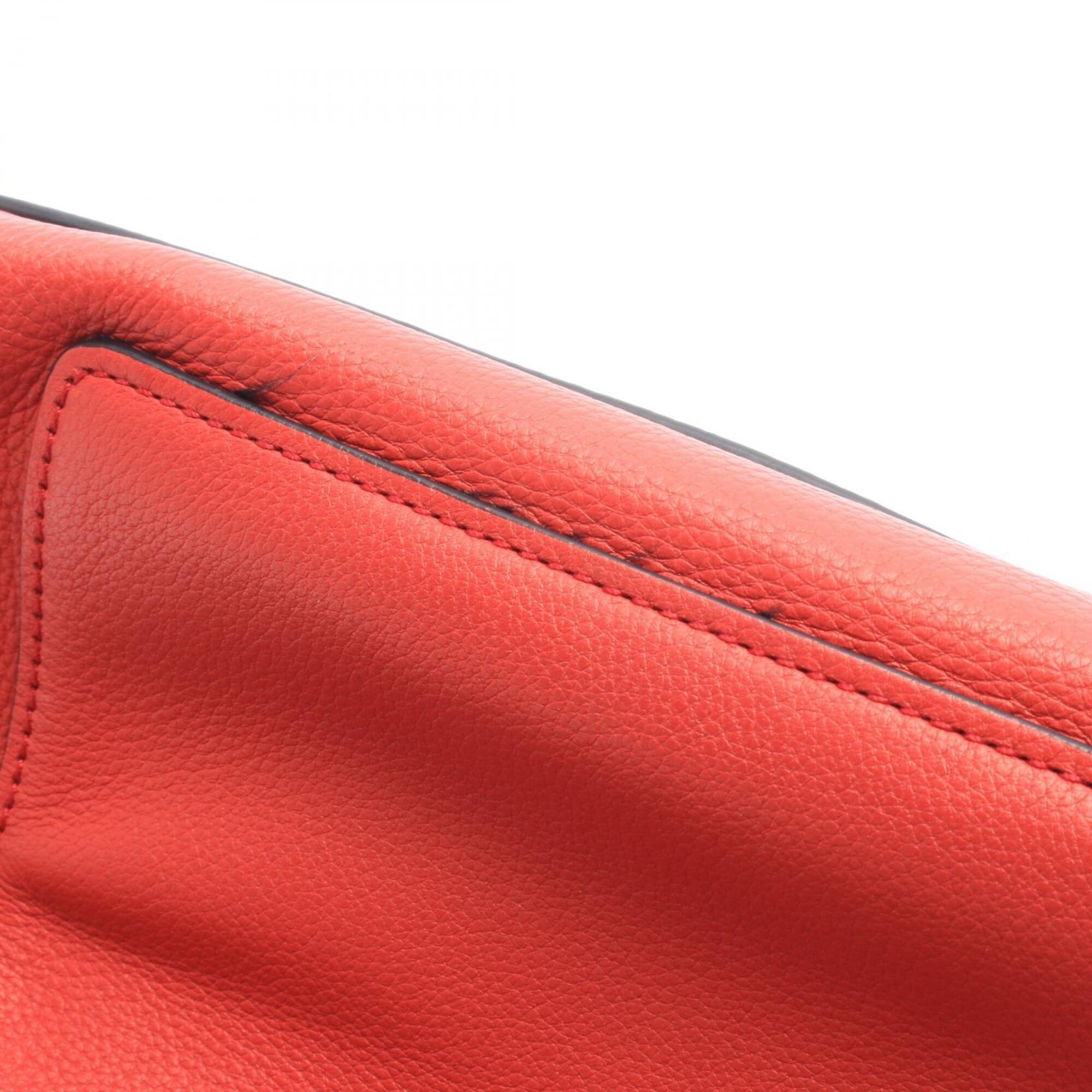 Prada Red Color Leather Handbag Tote Bag (Pre-Owned)