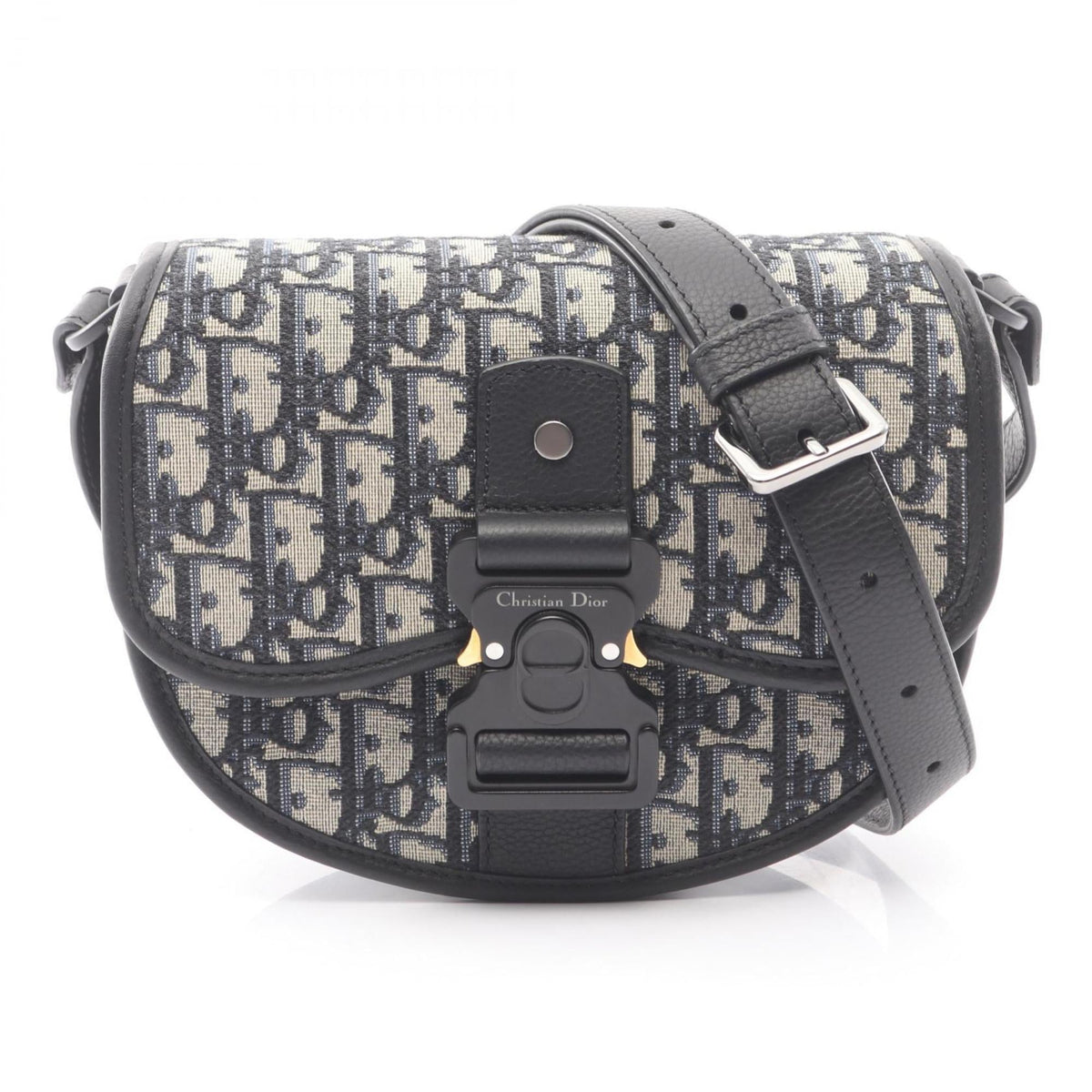 Christian Dior Beige Black Blue Canvas Shoulder Bag (Pre-Owned)