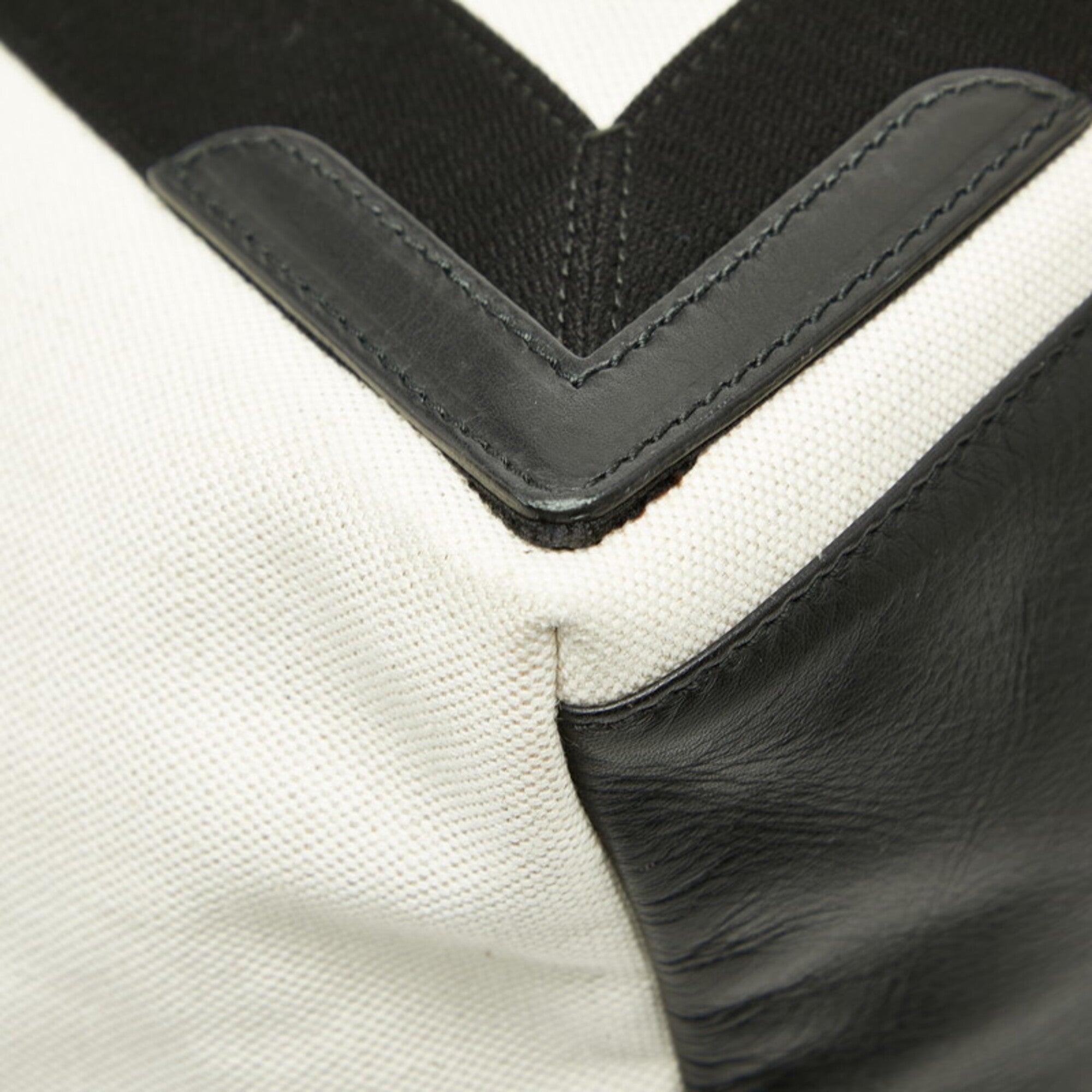 Balenciaga Black White Canvas Leather Handbag Tote Bag (Pre-Owned)