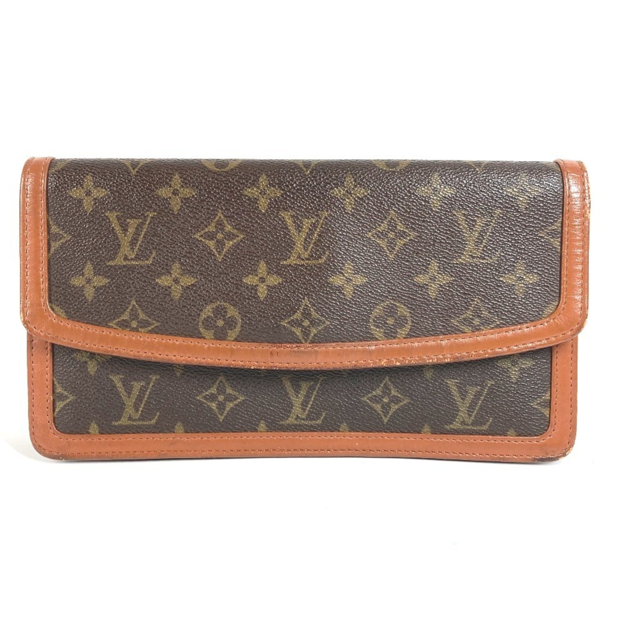 Louis Vuitton Brown Monogram Clutch Bag Handbag Pochette Pouch (Pre-Owned)