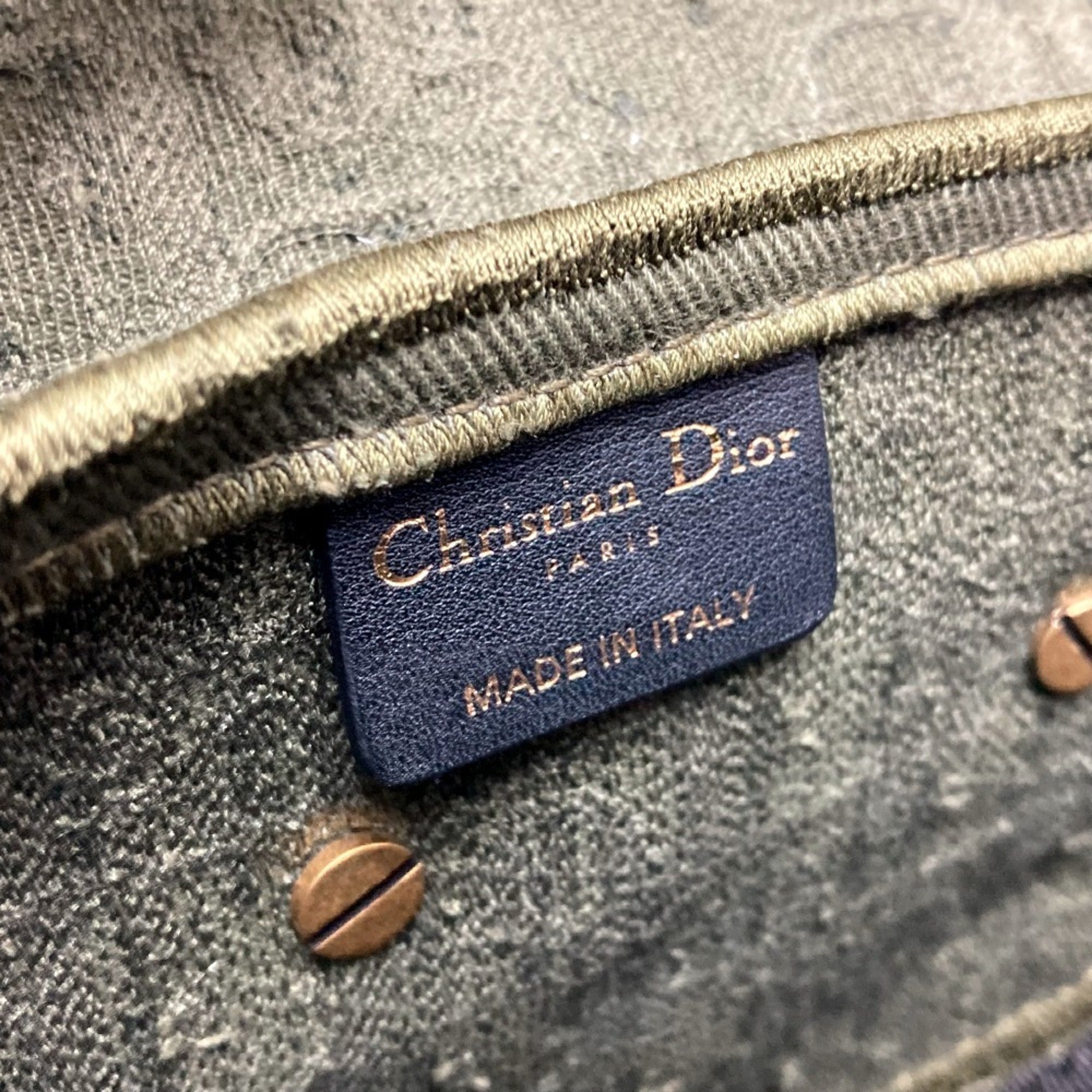 Christian Dior Khaki Canvas Handbag Saddle Bag (Pre-Owned)