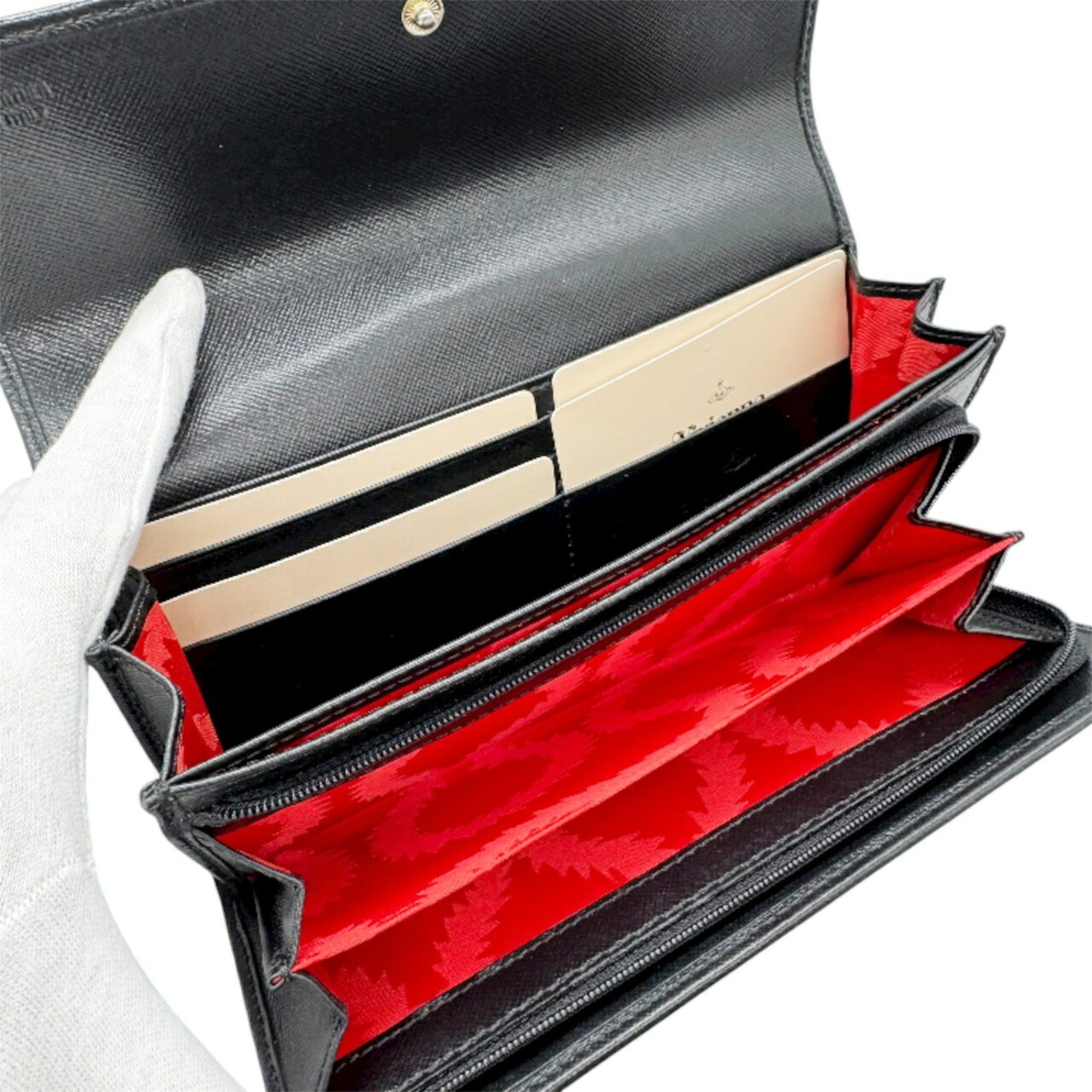 Vivienne Westwood Black Leather Long Wallet (Bi-Fold) (Pre-Owned)