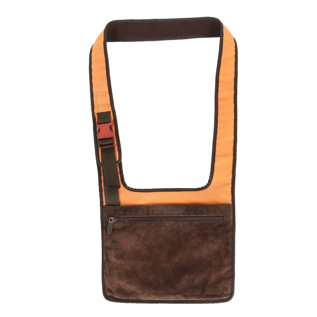 Miu Miu Brown Orange Canvas Suede Sling Bag (Pre-Owned)