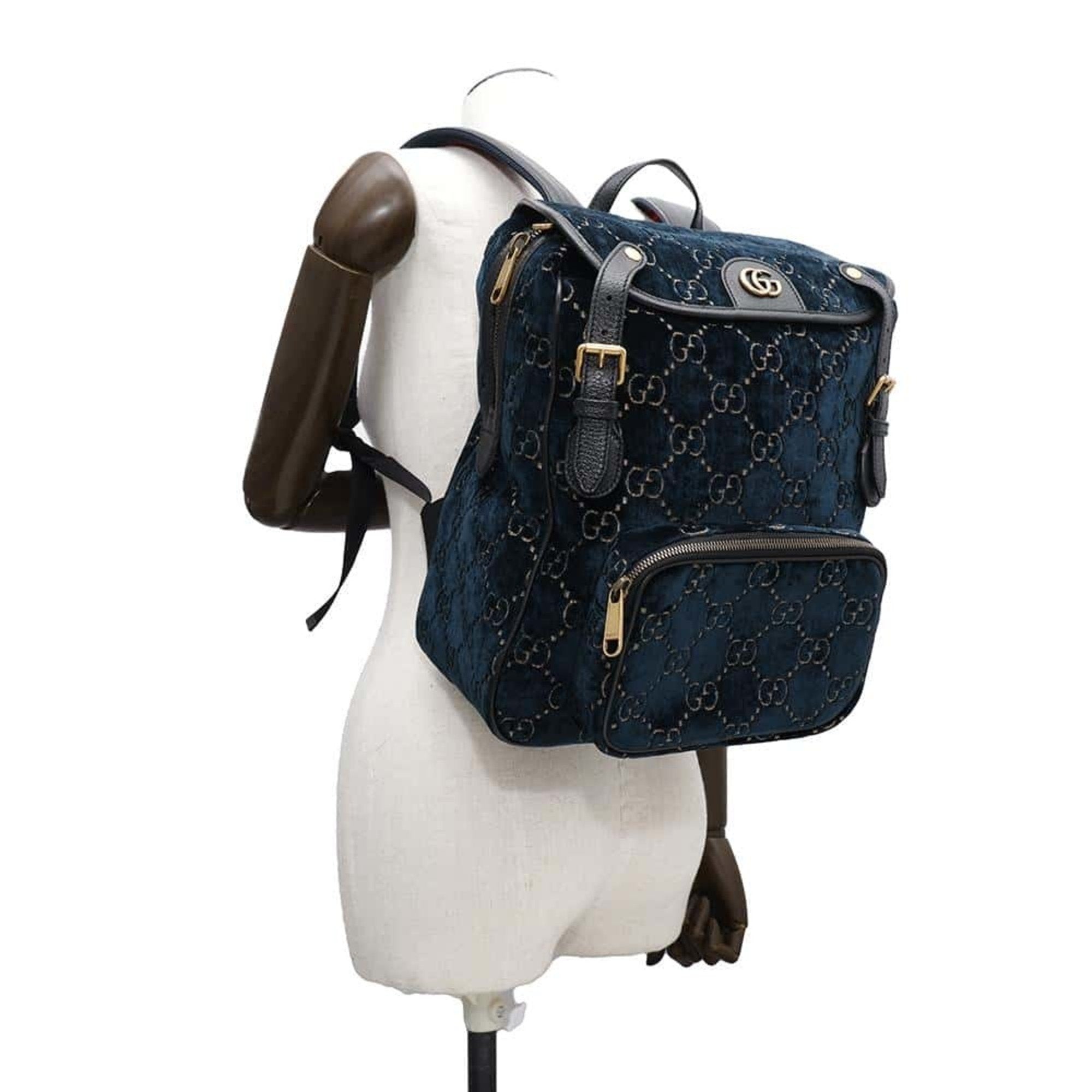 Gucci Blue Velvet Backpack (Pre-Owned)