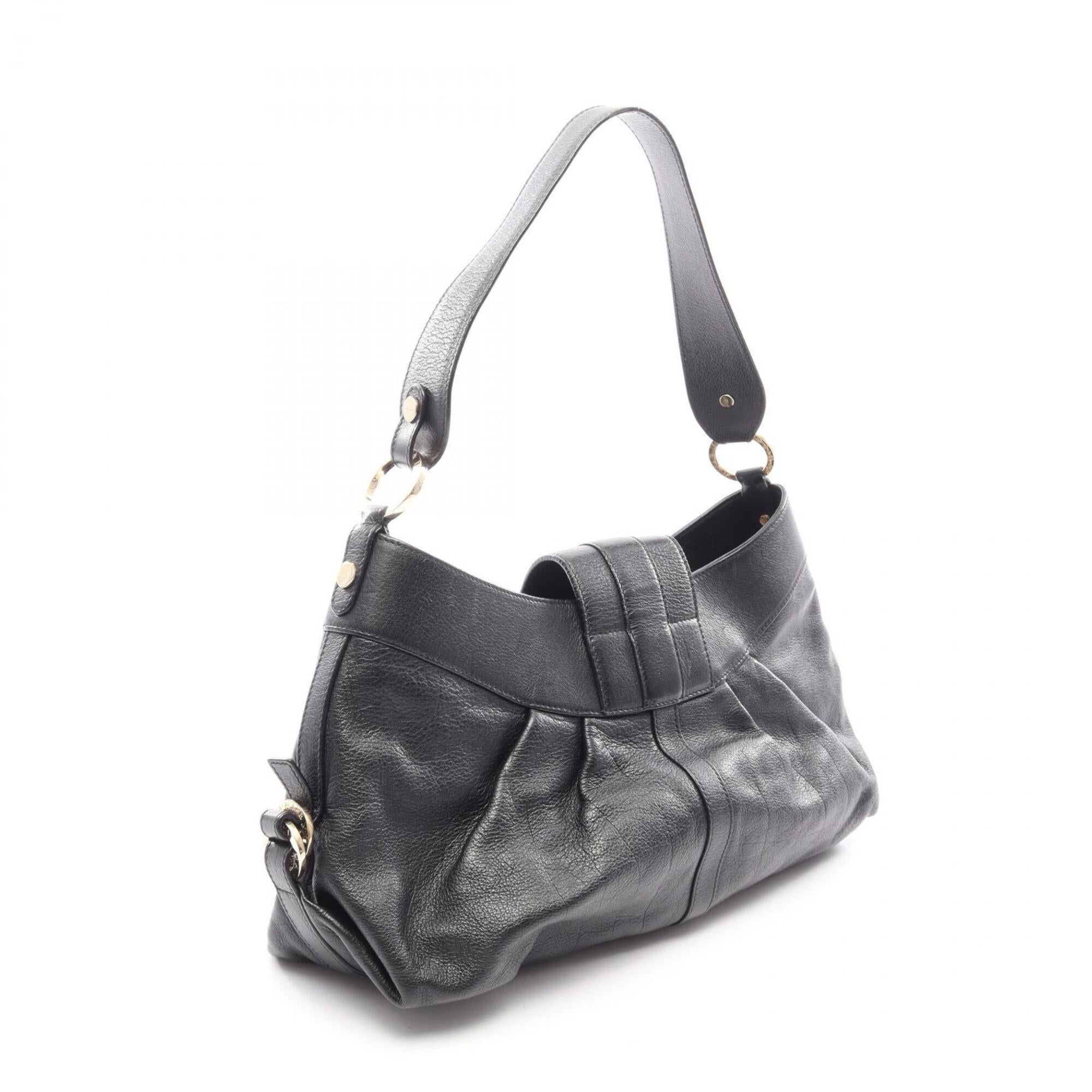 Bvlgari Black Leather Handbag Shoulder Bag (Pre-Owned)