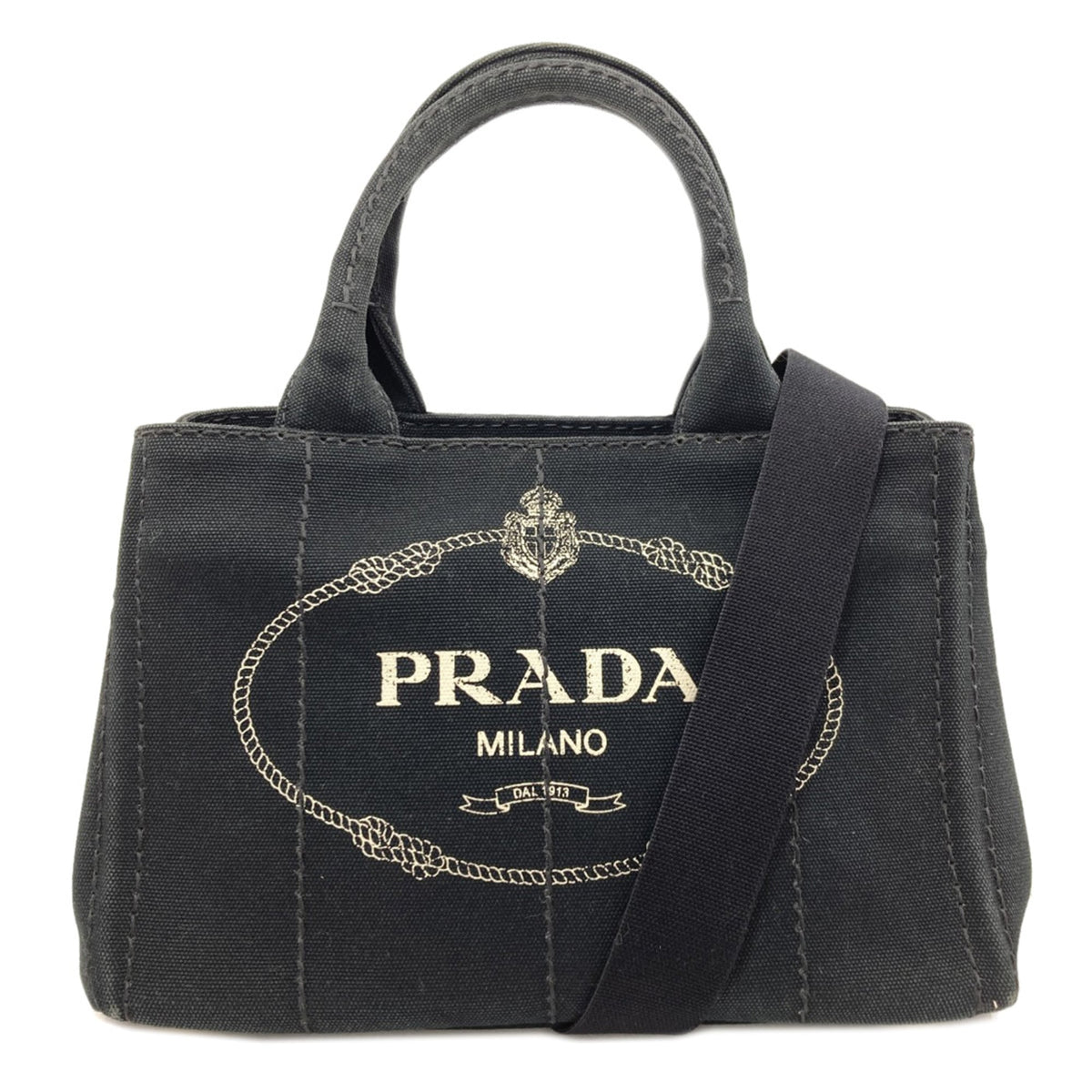 Prada Black Canvas Handbag (Pre-Owned)