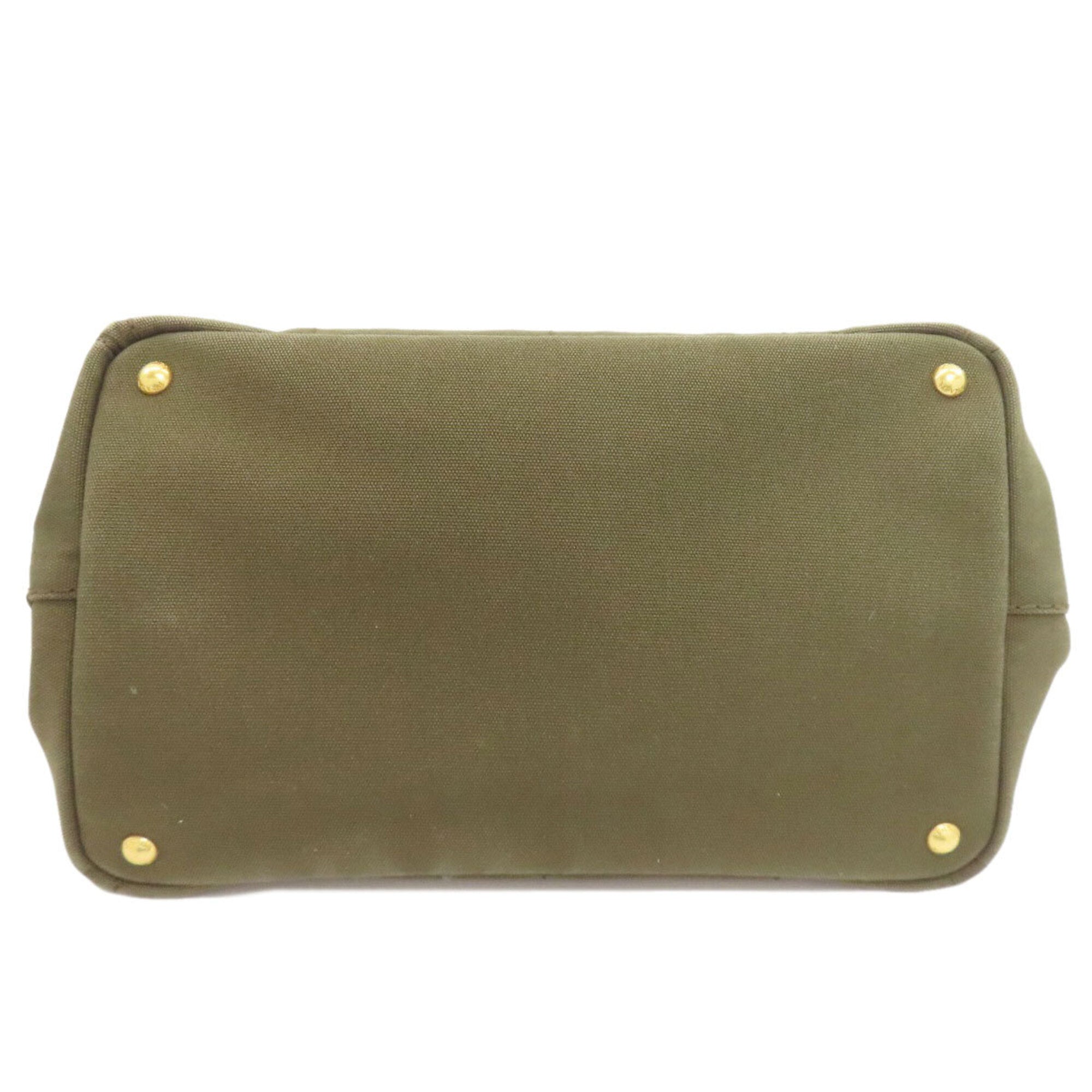 Prada Canapa Green Canvas Tote Bag (Pre-Owned)
