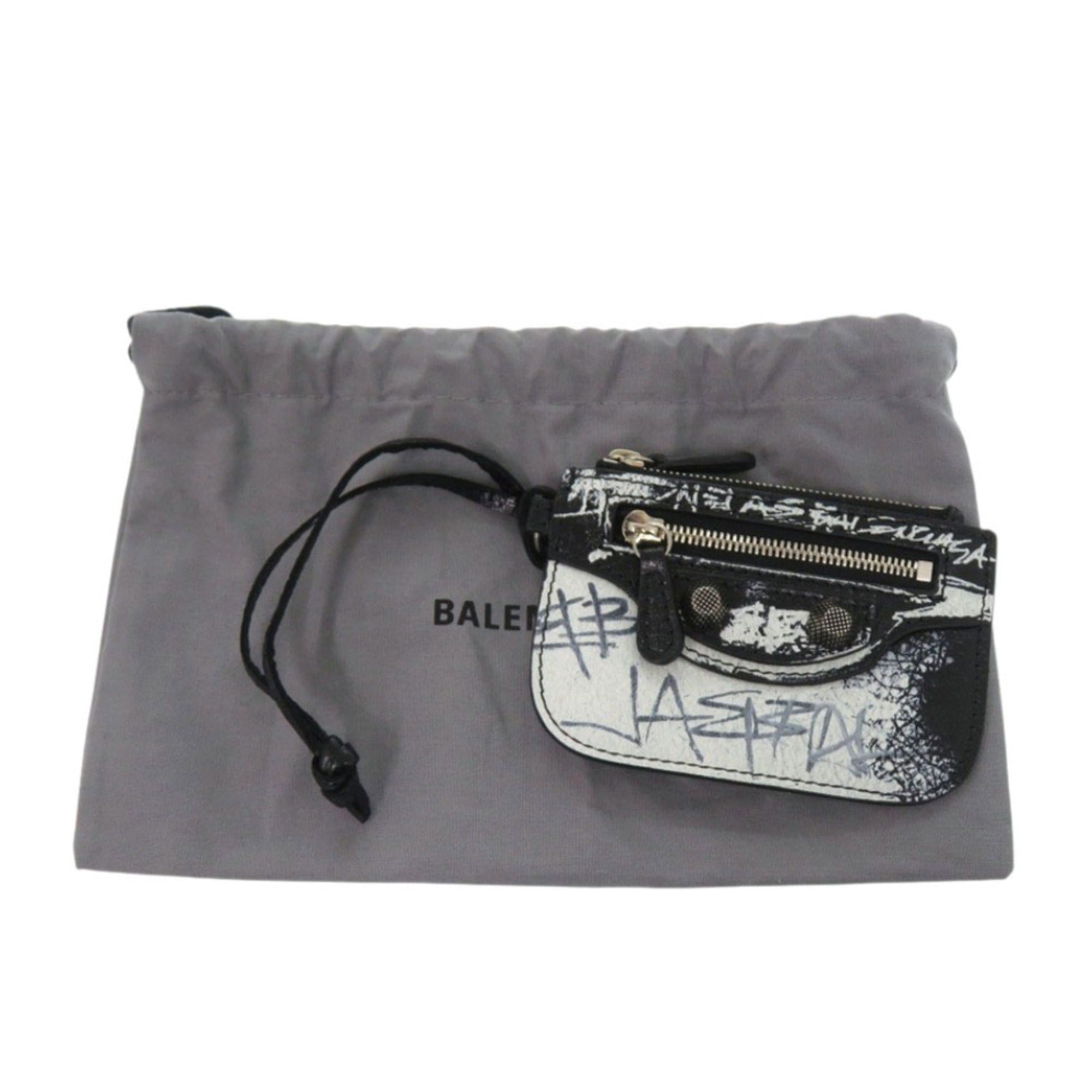 Balenciaga Black Leather Coin Purse/Coin Case (Pre-Owned)