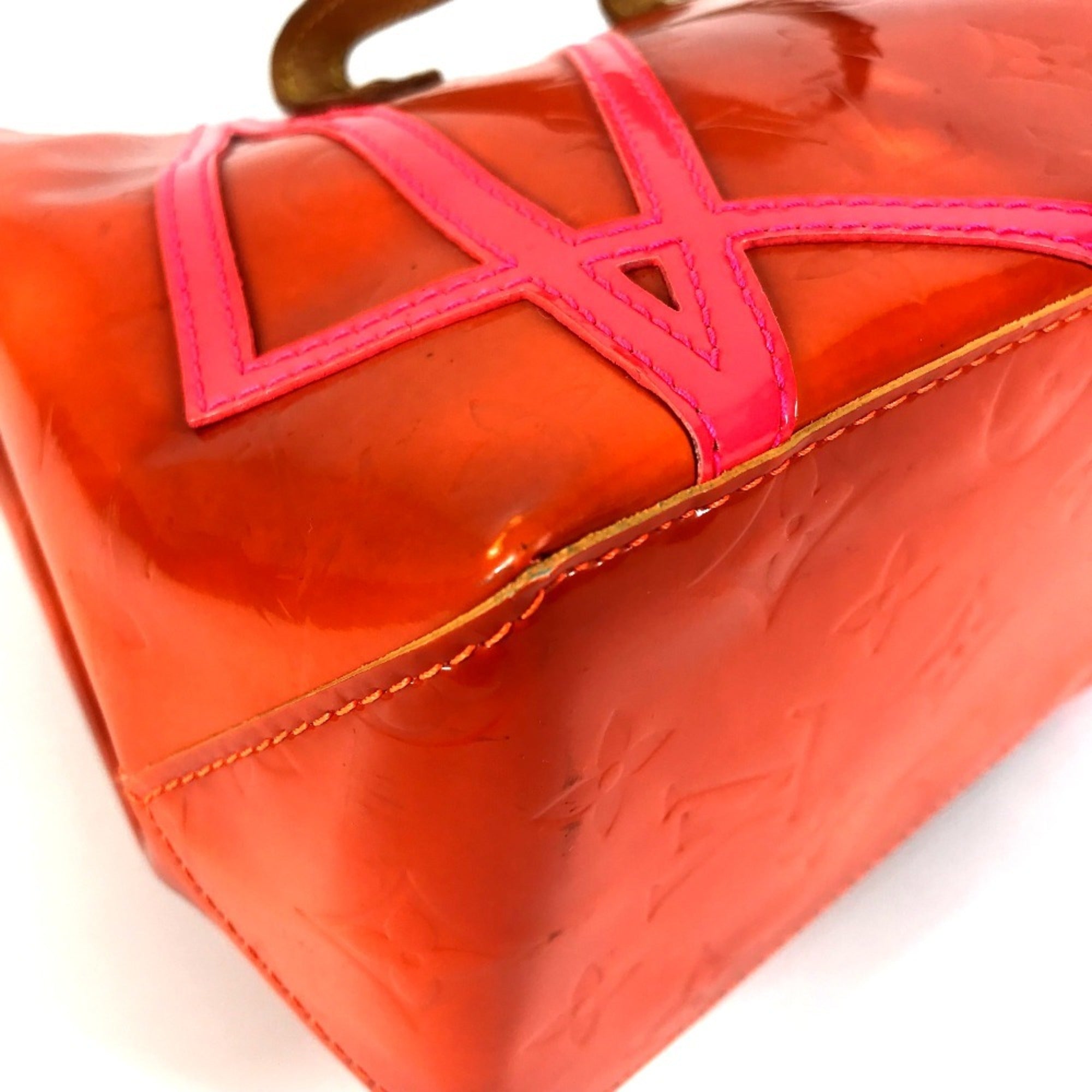 Louis Vuitton Orange Monogram Vernis Handbag Tote Bag (Pre-Owned)