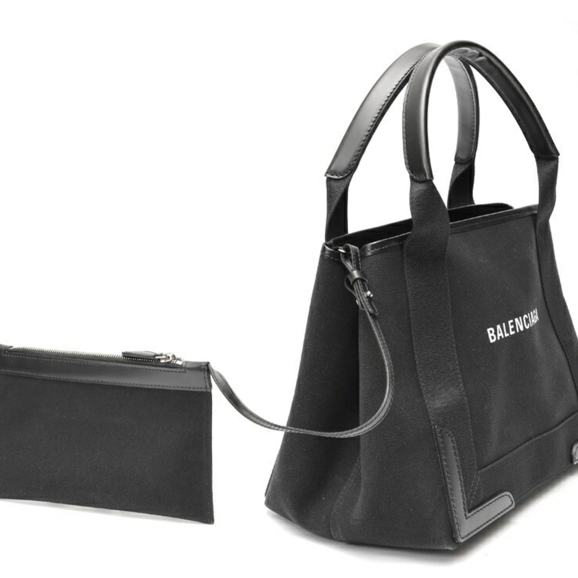 Balenciaga Black Canvas Leather Tote Bag (Pre-Owned)