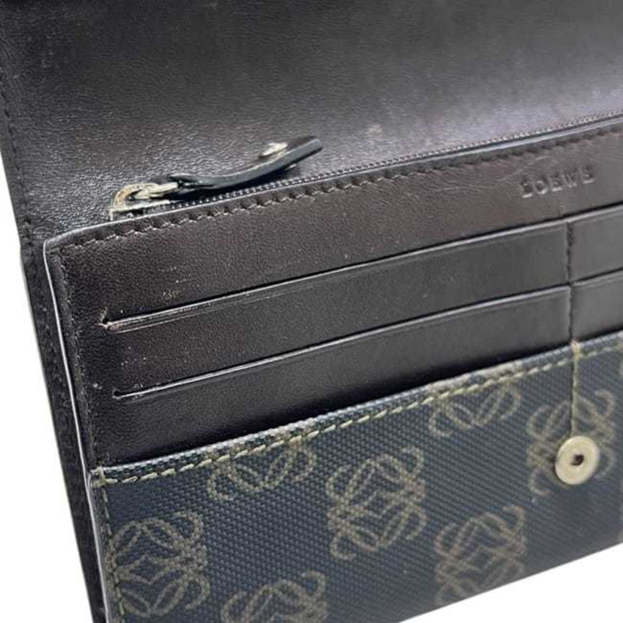 Loewe Gray Pvc Leather Long Wallet (Bi-Fold) (Pre-Owned)