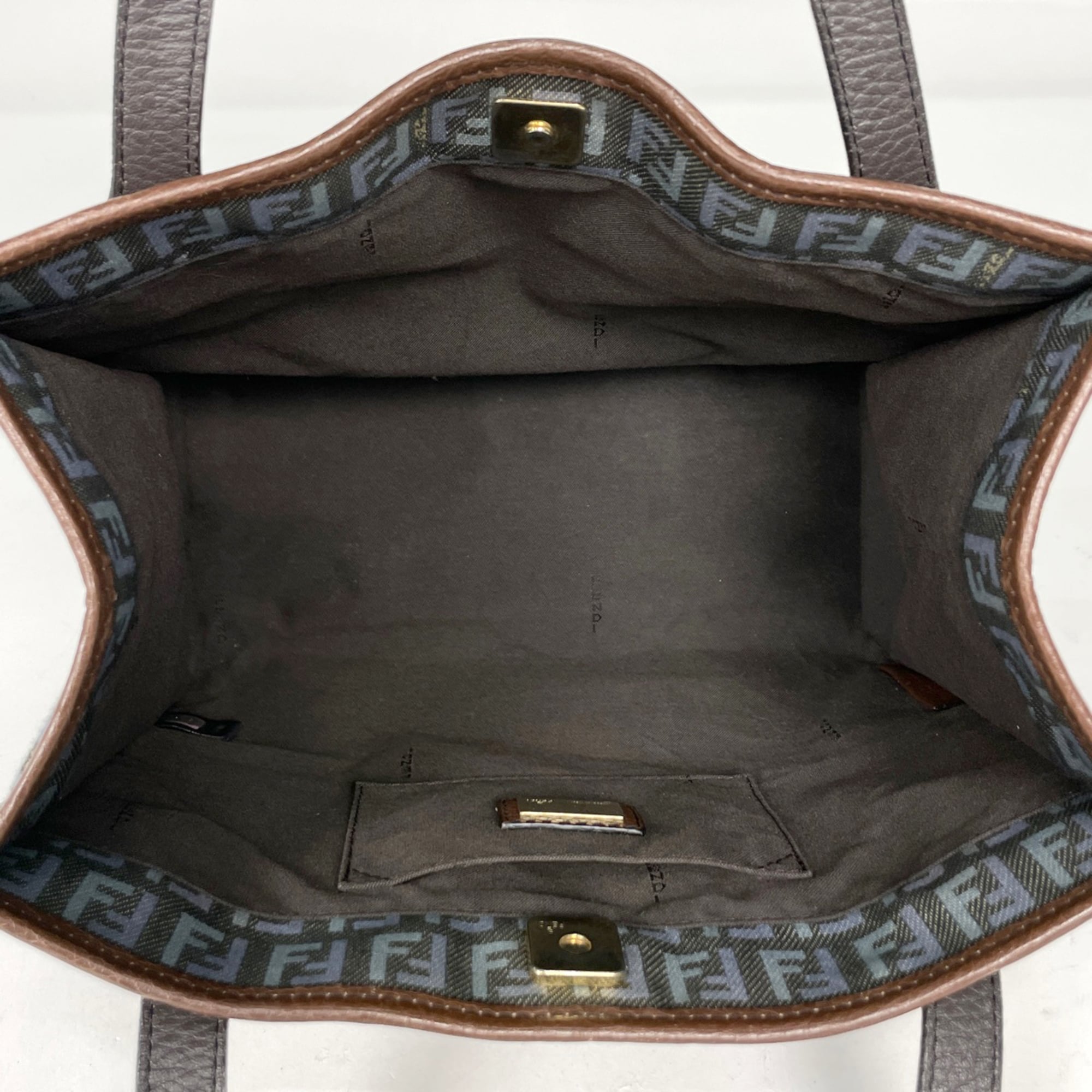 Fendi Brown Green Zucchino Tote Bag (Pre-Owned)