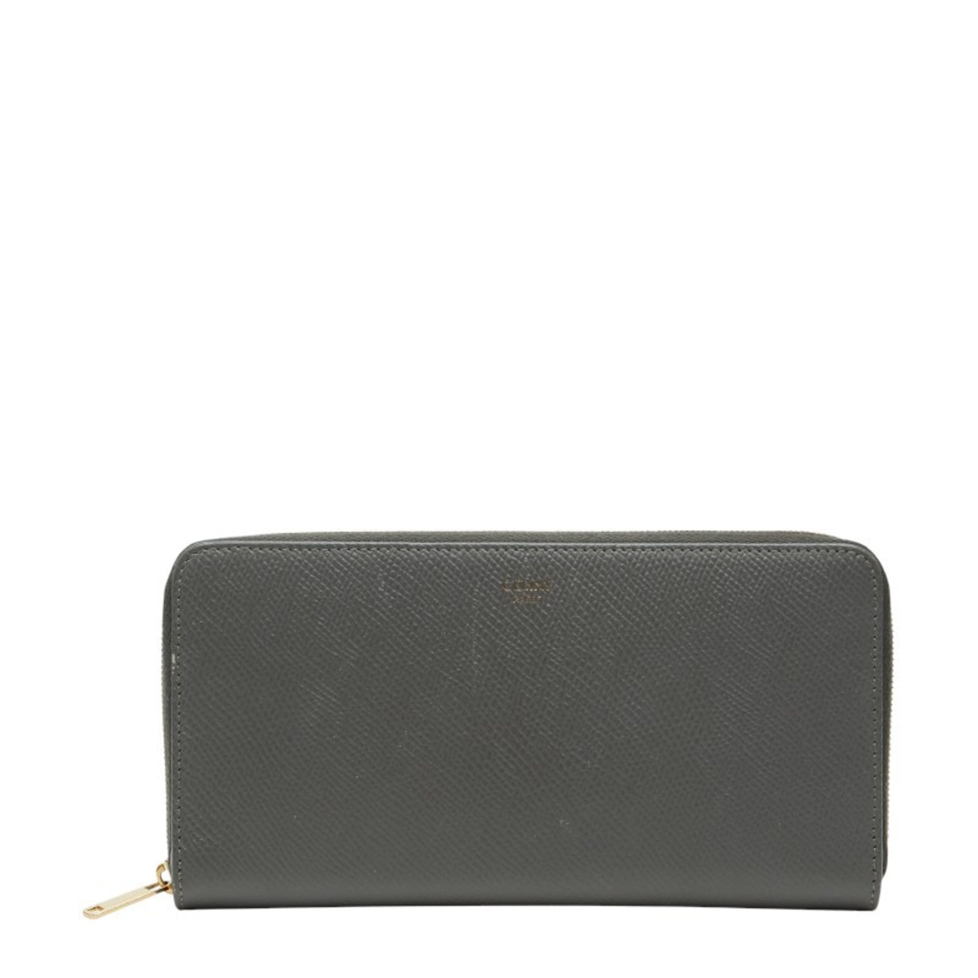 Celine Gray Leather Long Wallet (Bi-Fold) (Pre-Owned)