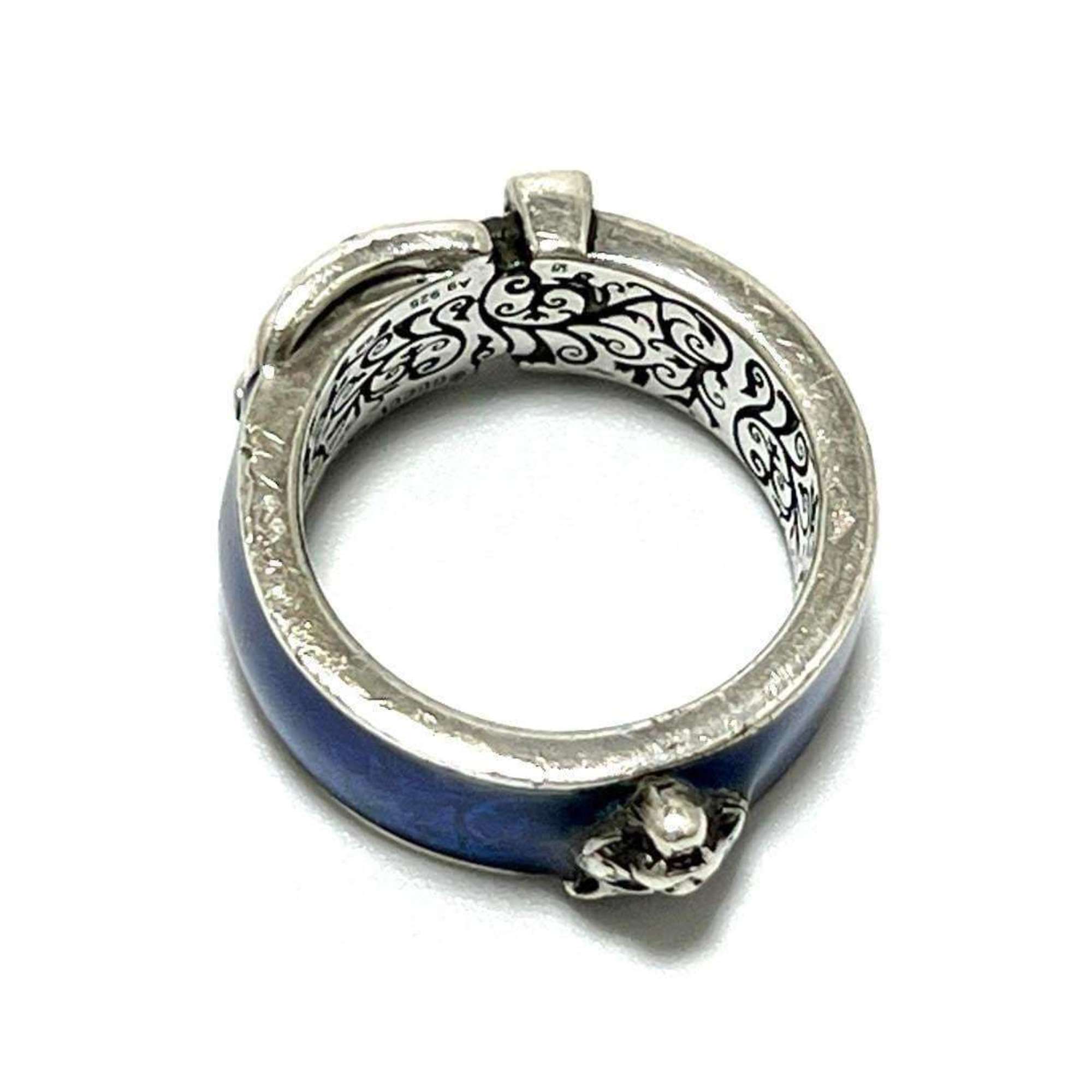 Gucci Blue Enamel Silver 925 Band Ring (Pre-Owned)