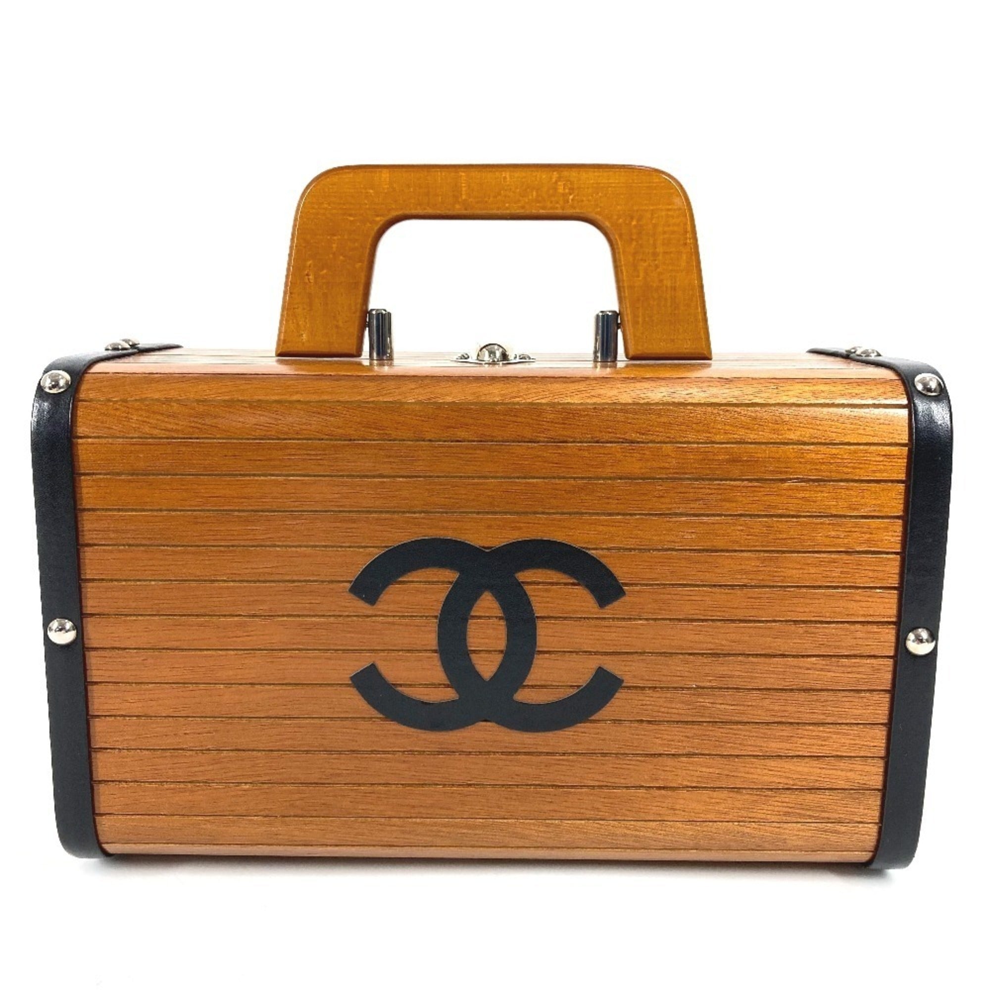Chanel Black Brown Wood Handbag Vanity Bag (Pre-Owned)