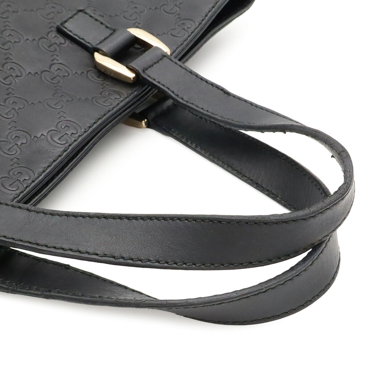 Gucci Guccissima Black Gg Leather Handbag Shoulder Bag Tote Bag (Pre-Owned)