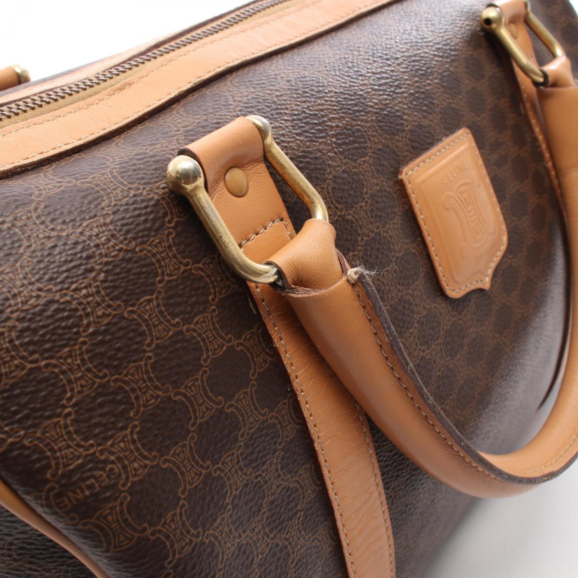Celine Brown Coated Canvas Leather Handbag Tote Bag (Pre-Owned)