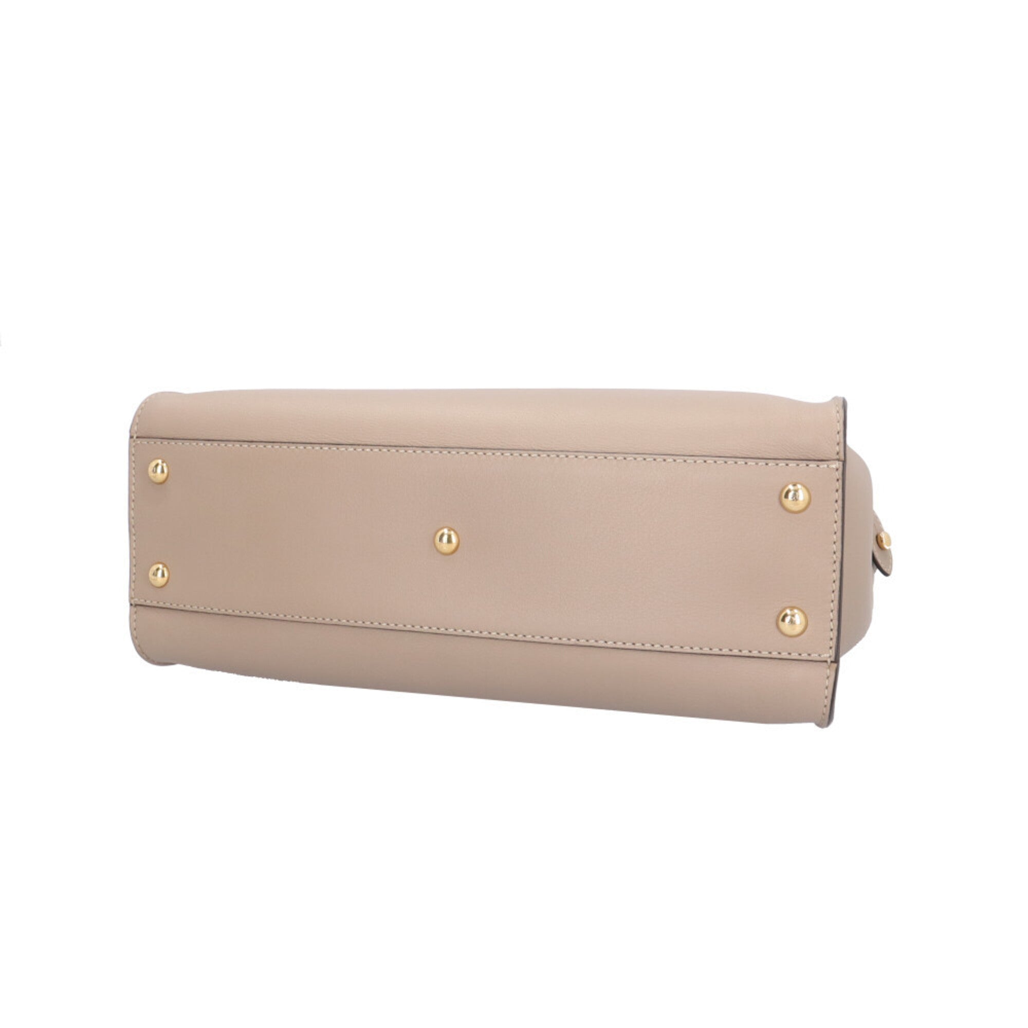 Fendi Peekaboo Beige Grayish Leather Shoulder Bag (Pre-Owned)