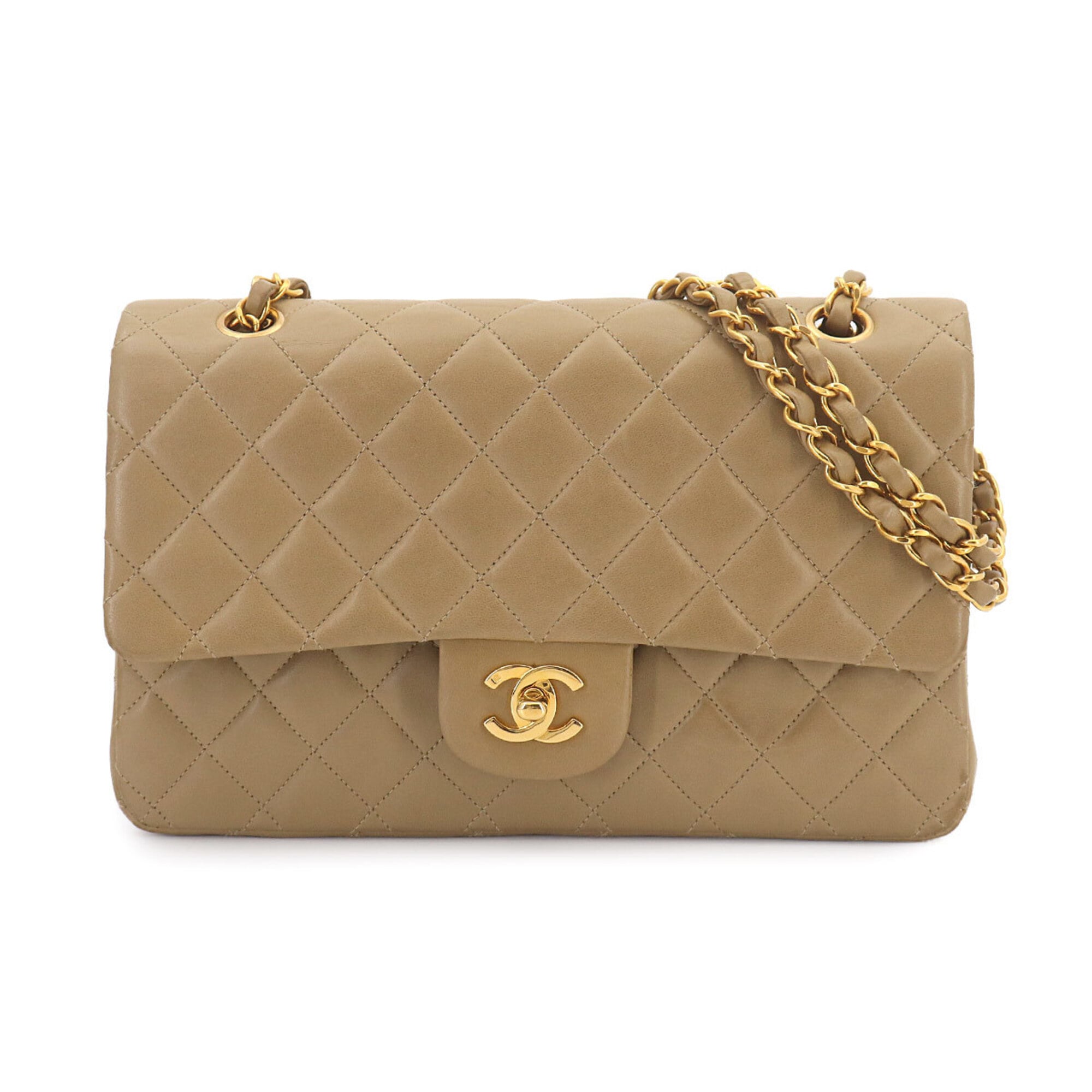 Chanel Beige Leather Handbag Shoulder Bag (Pre-Owned)