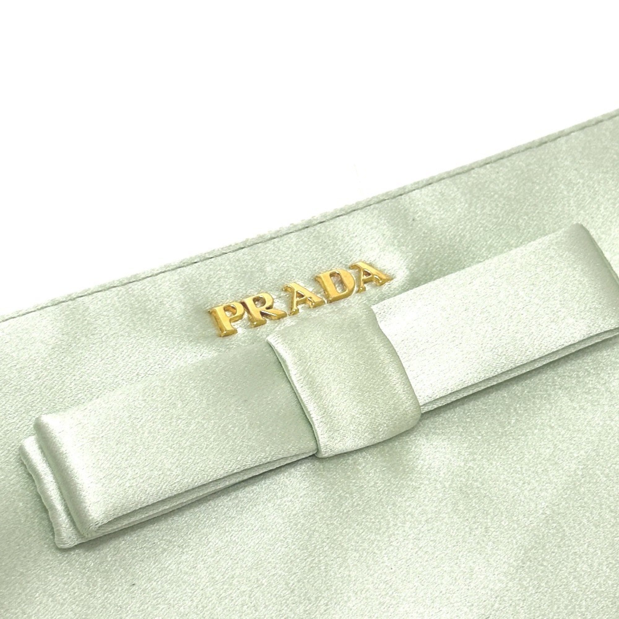 Prada Green Satin Clutch Bag (Pre-Owned)