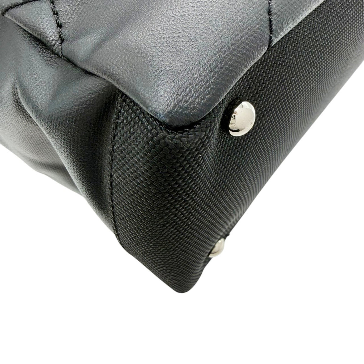 Chanel Black Coated Canvas Leather Tote Bag (Pre-Owned)