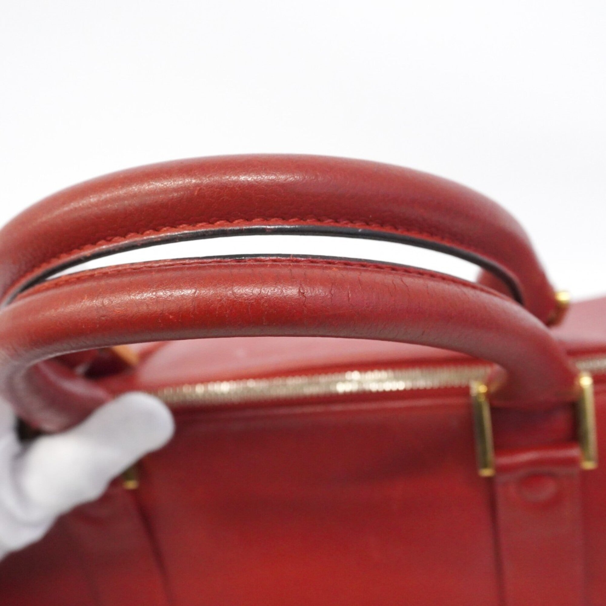 Chanel Red Color Grained Calfskin Handbag (Pre-Owned)