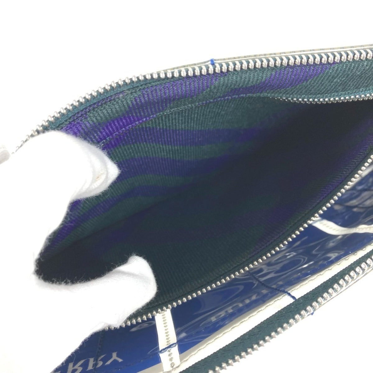 Burberry Blue Clear Vinyl Clutch Bag Handbag Pouch (Pre-Owned)