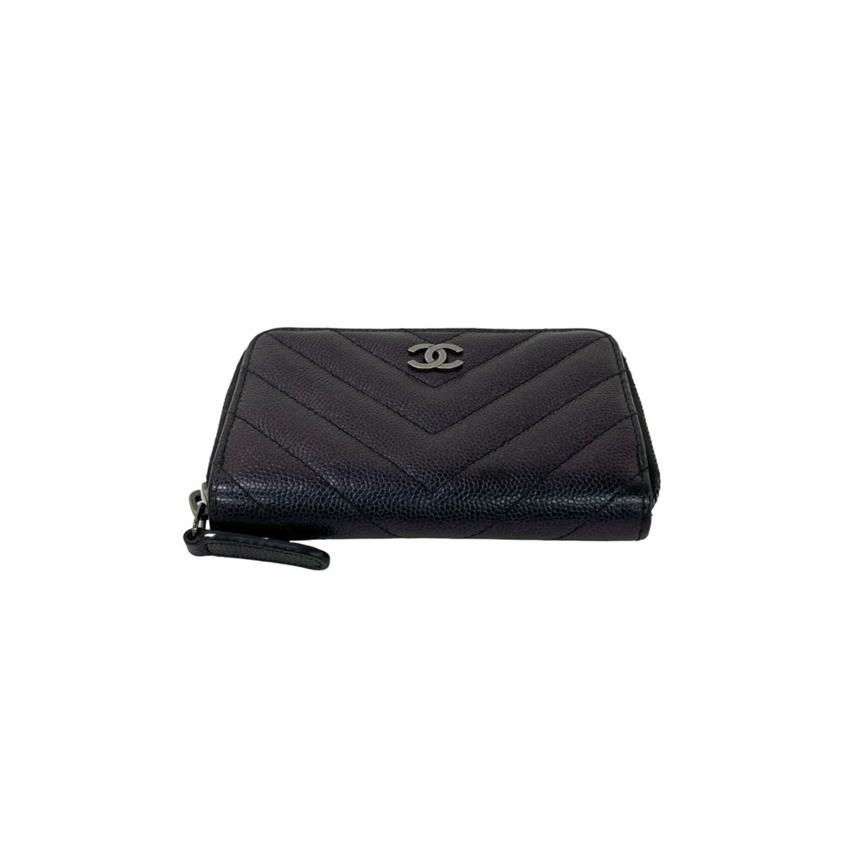 Chanel Black Grained Calfskin Coin Purse/Coin Case (Pre-Owned)