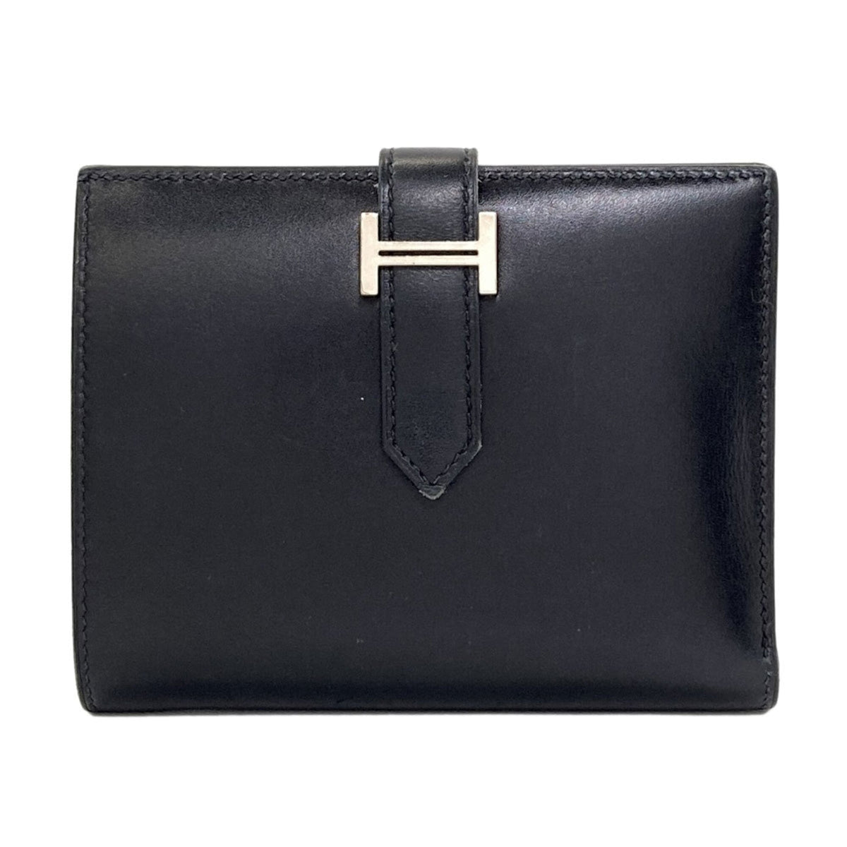 Hermes Black Box Calf Leather Wallet (Bi-Fold) (Pre-Owned)
