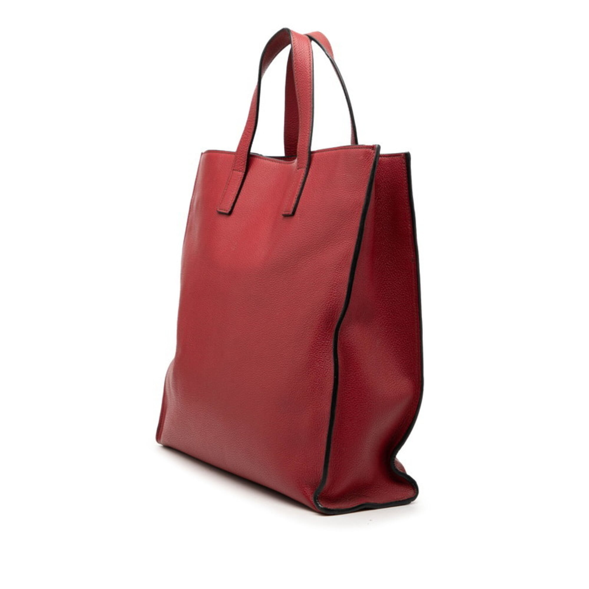 Prada Red Color Leather Tote Bag (Pre-Owned)