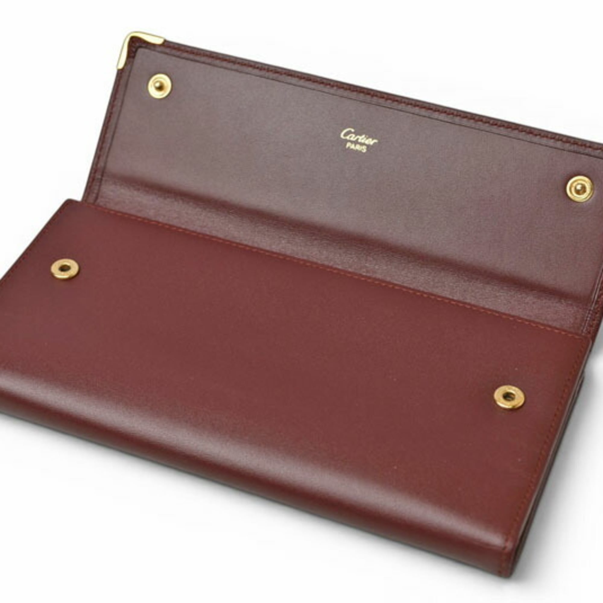 Cartier Must Bordeaux Leather Long Wallet (Bi-Fold) (Pre-Owned)