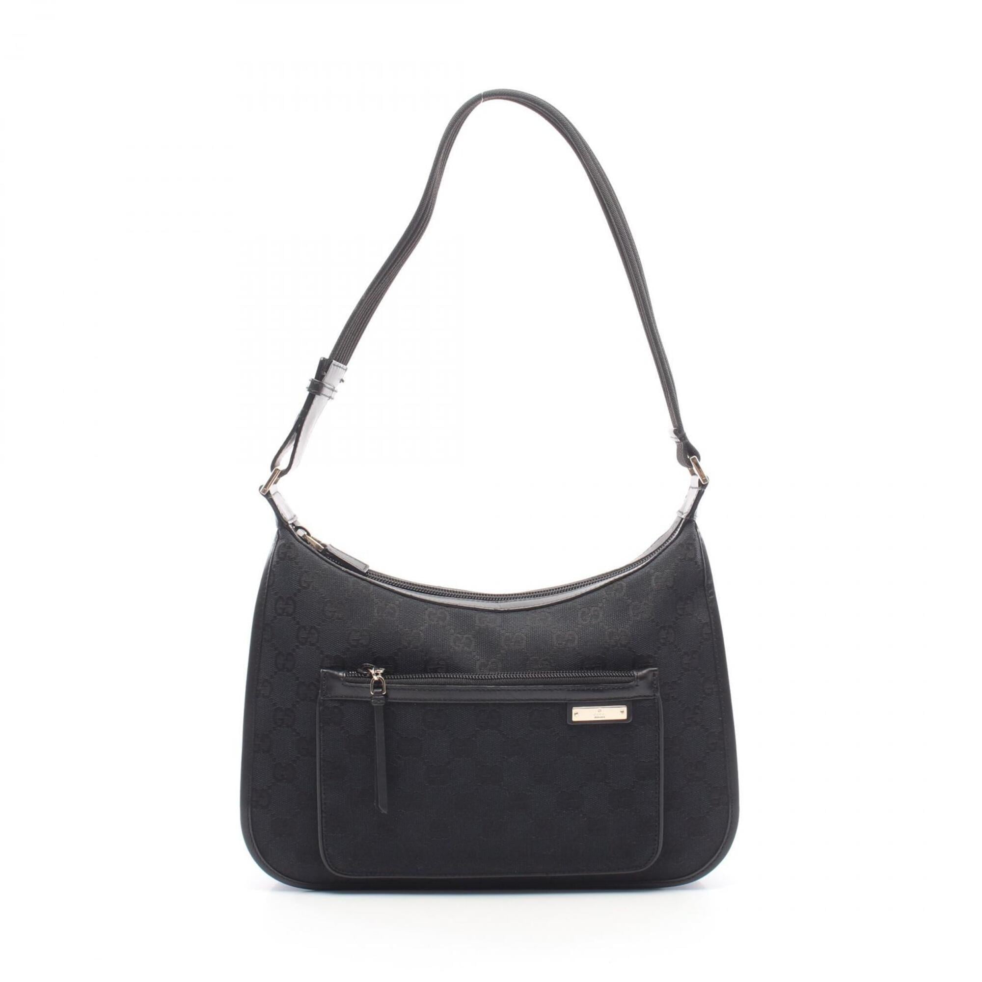 Gucci Black Canvas Leather Shoulder Bag (Pre-Owned)