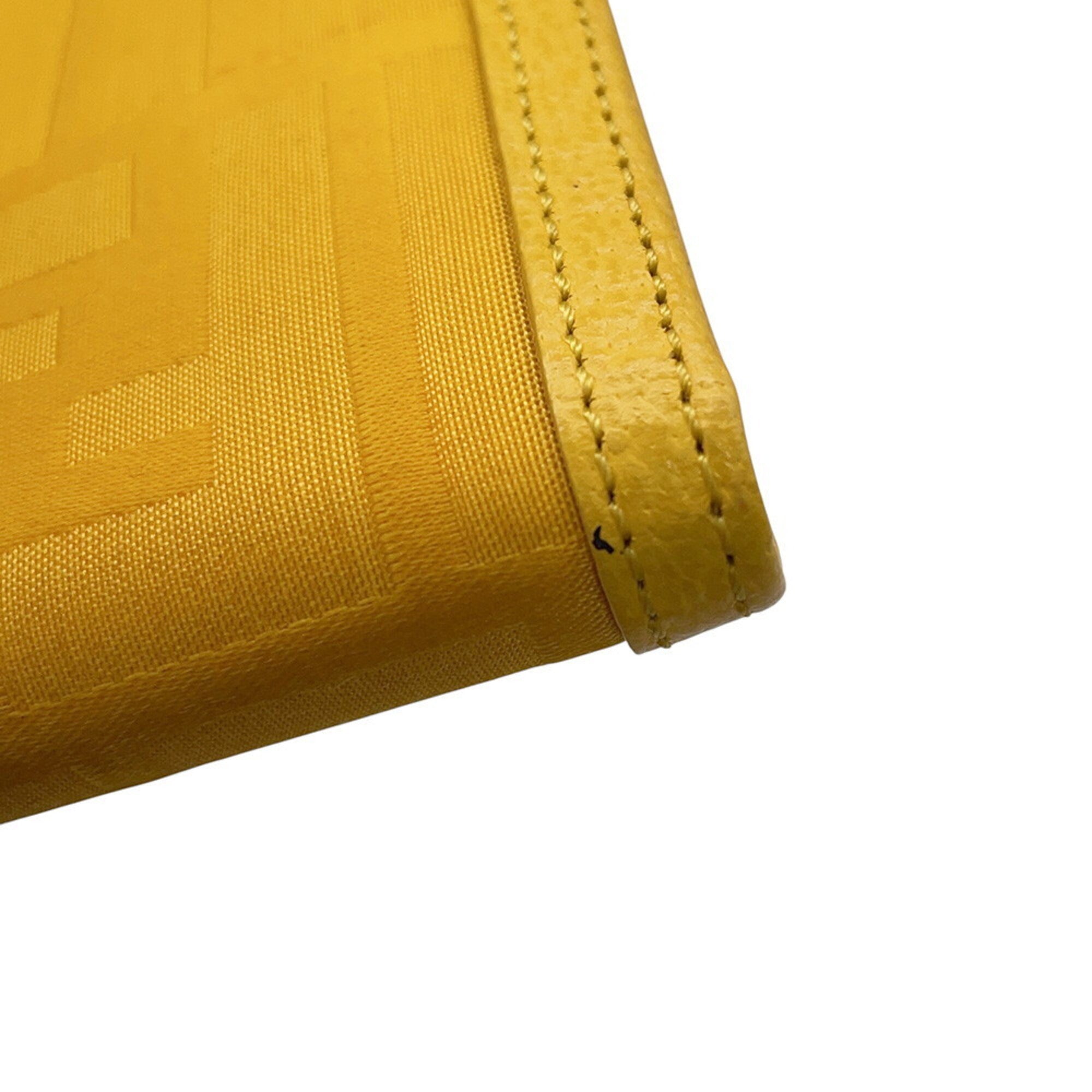 Fendi Zucca Yellow Nylon Canvas Leather Wallet (Tri-Fold) (Pre-Owned)
