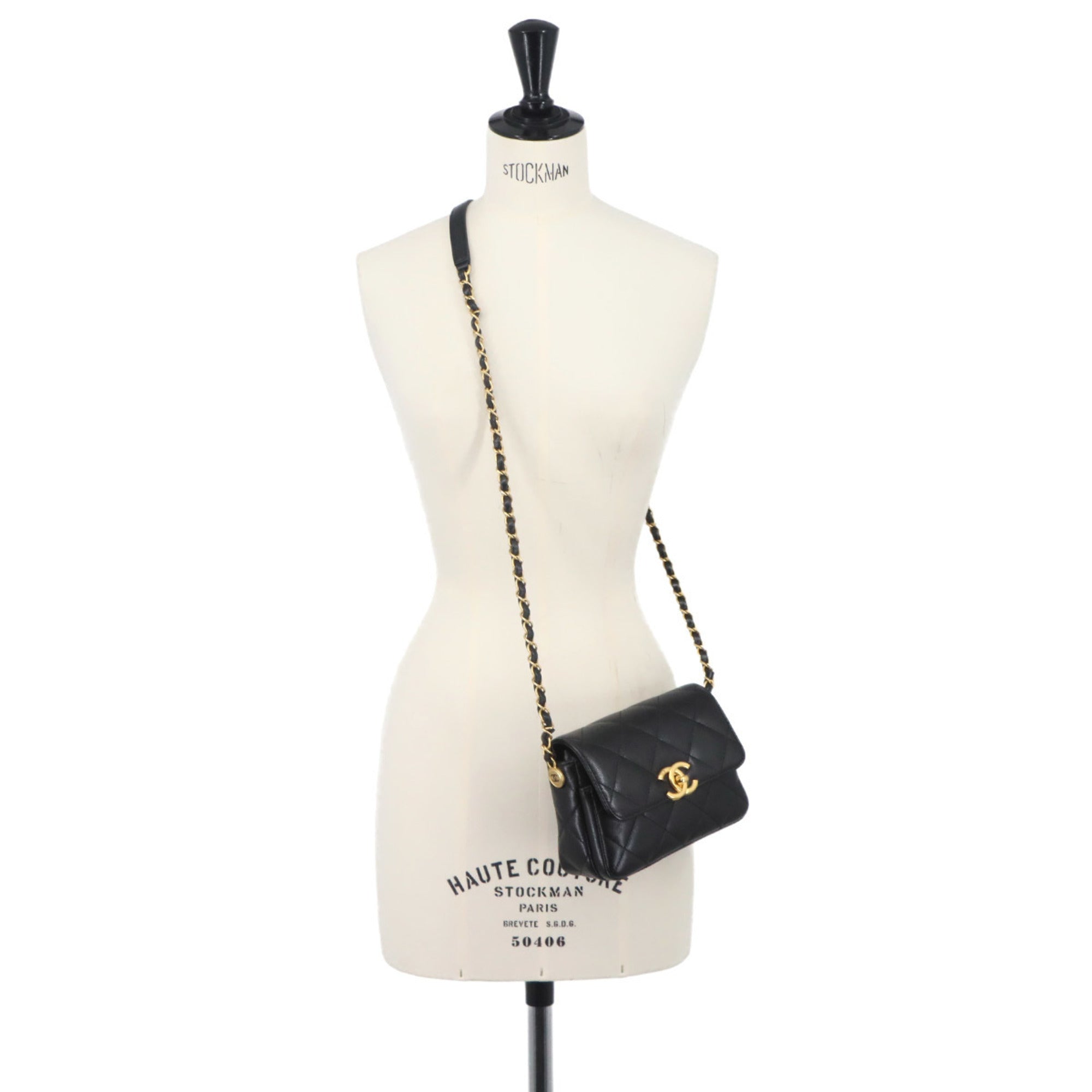 Chanel Matelasse Black Grained Calfskin Handbag Shoulder Bag (Pre-Owned)