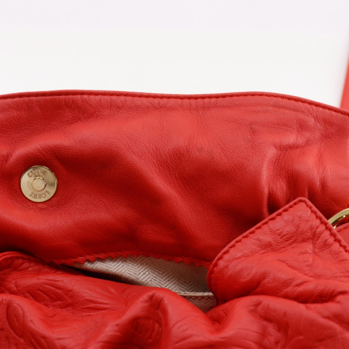 Loewe Flamenco Red Color Leather Shoulder Bag (Pre-Owned)