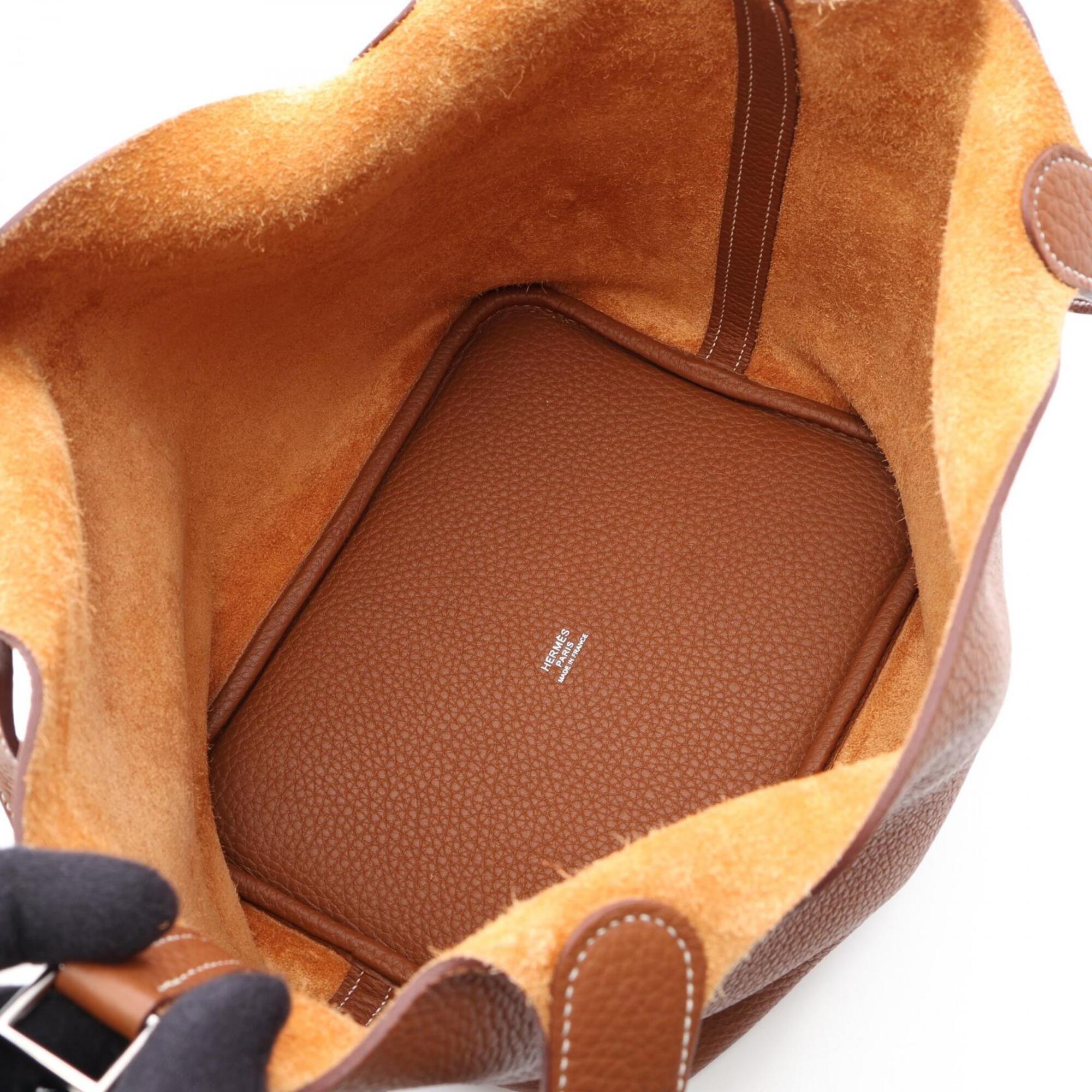 Hermes Brown Gold Taurillon Clemence Leather Leather Handbag (Pre-Owned)