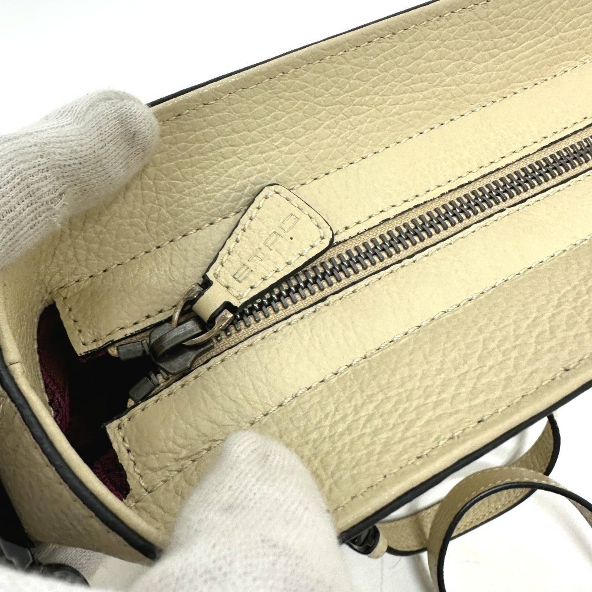 Etro Beige Leather Handbag Shoulder Bag (Pre-Owned)