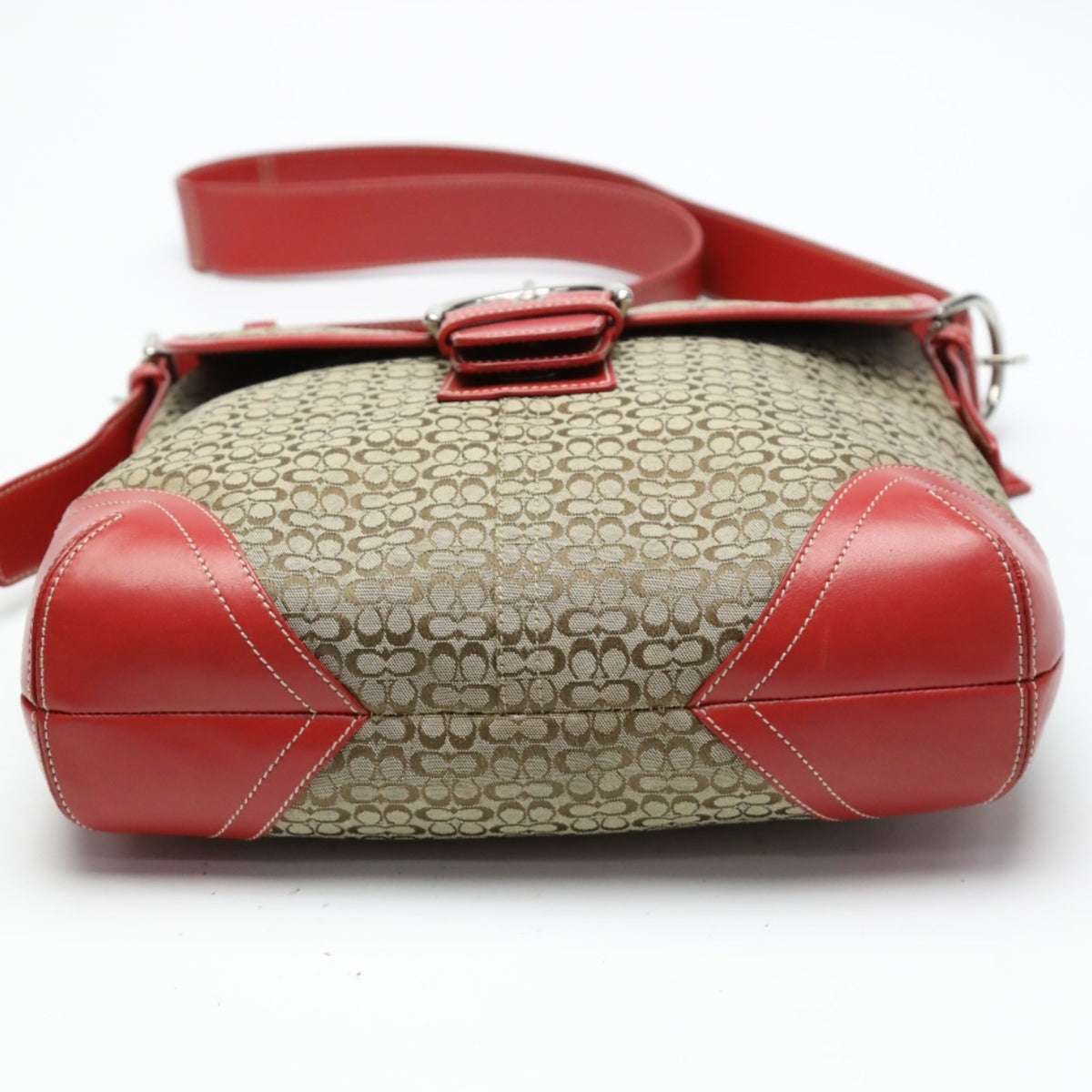 Coach Brown Red Color Canvas Shoulder Bag (Pre-Owned)