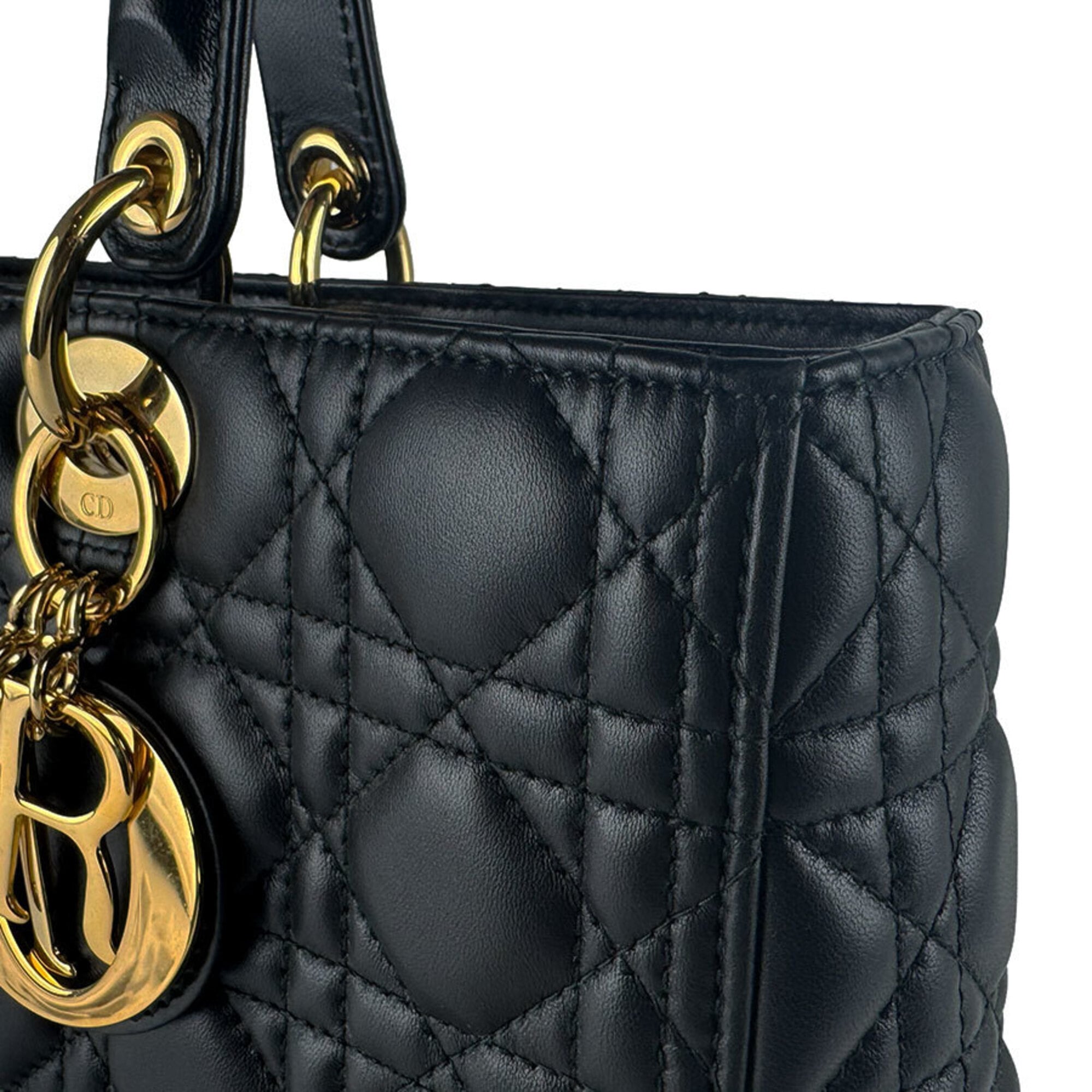 Christian Dior Black Leather Handbag Shoulder Bag (Pre-Owned)