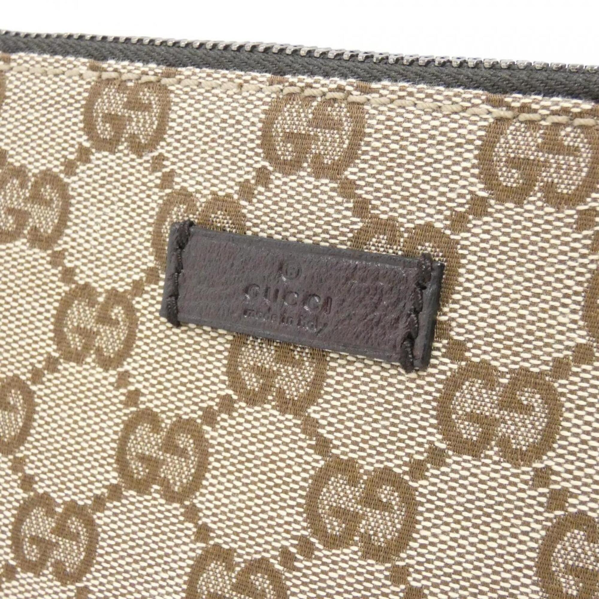Gucci Beige Dark Brown Gg Canvas Shoulder Bag (Pre-Owned)