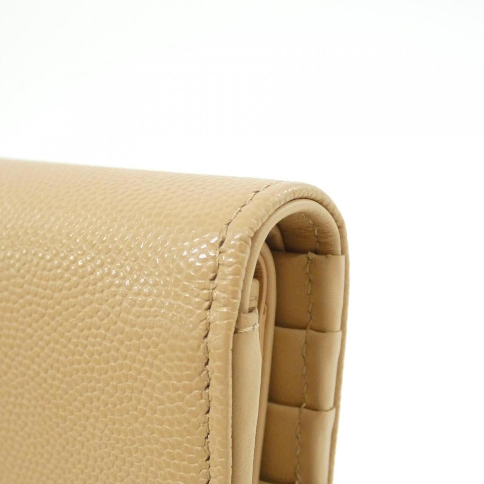 Chanel Beige Grained Calfskin Wallet (Bi-Fold) (Pre-Owned)