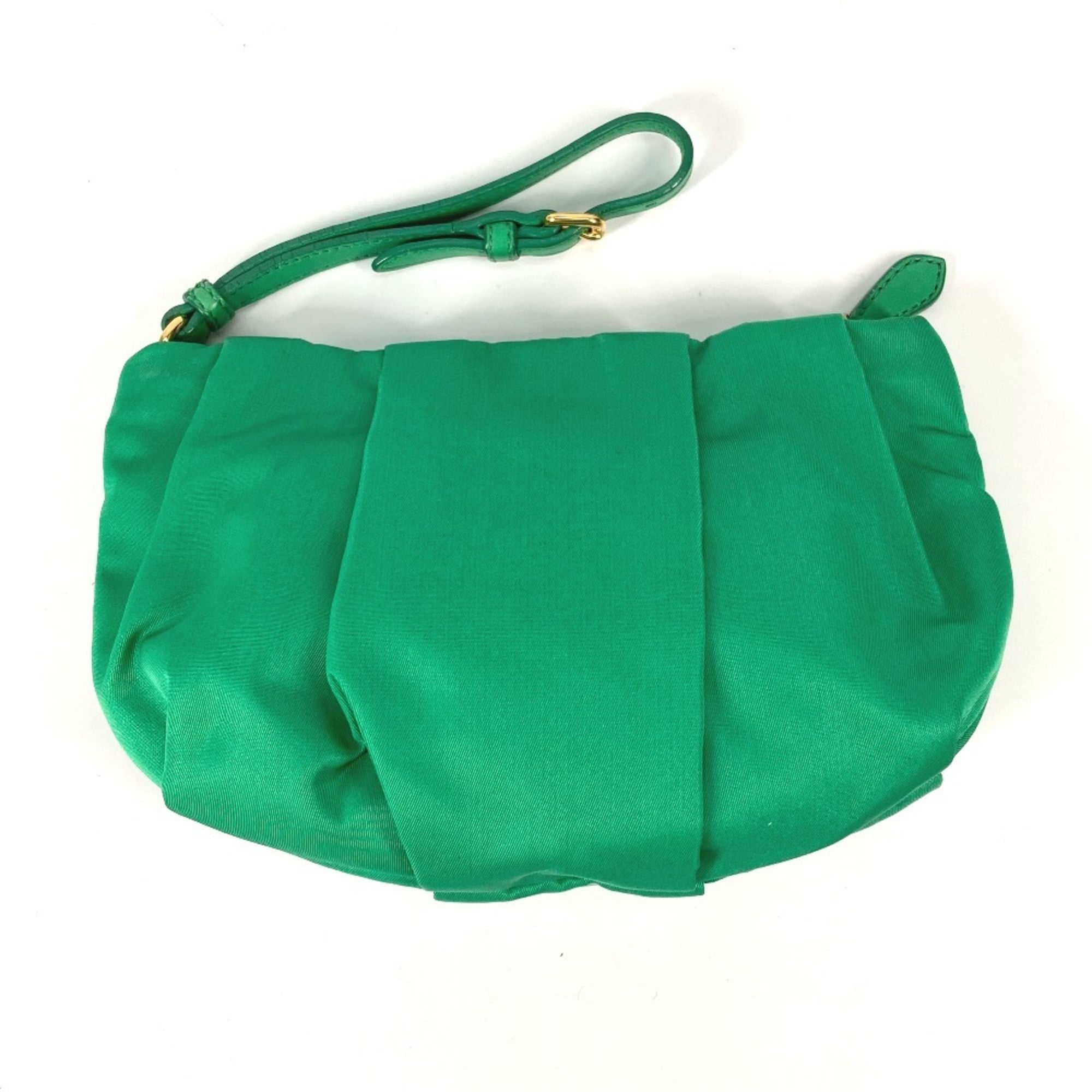 Prada Green Nylon Clutch Bag Pouch (Pre-Owned)